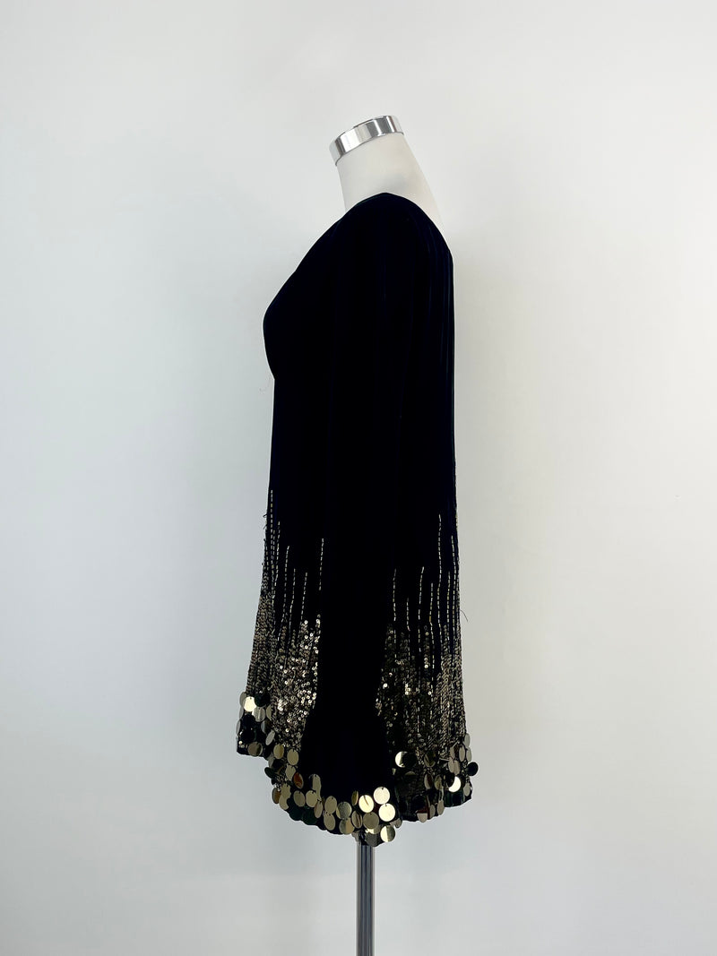 Karen Millen Black Silk Sequin-Embellished Blouse - AU8