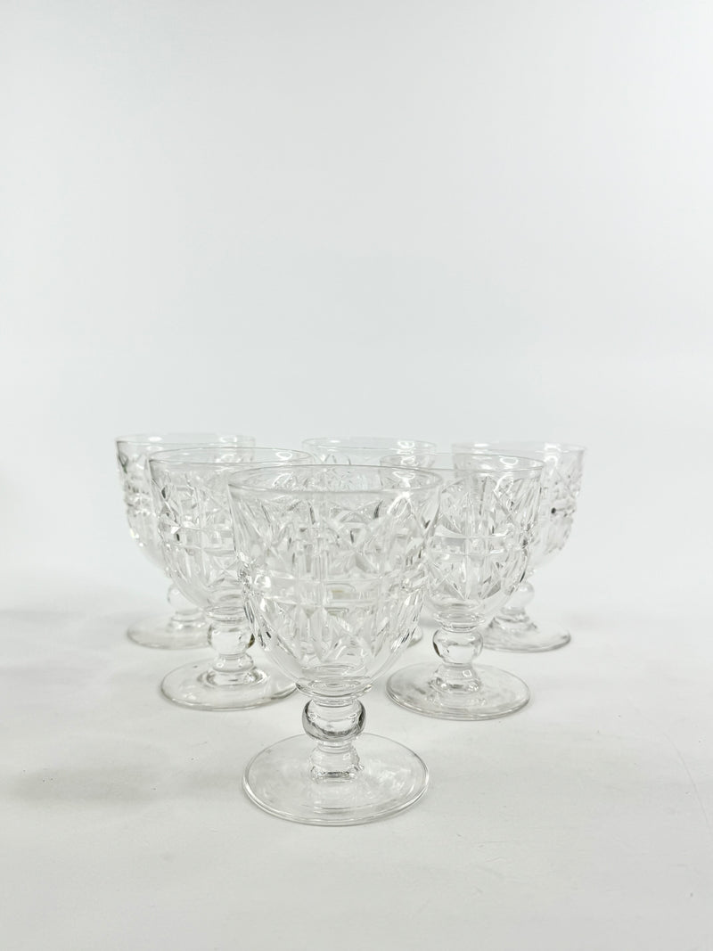 Vintage Walsh England Etched Glass Wine Glasses