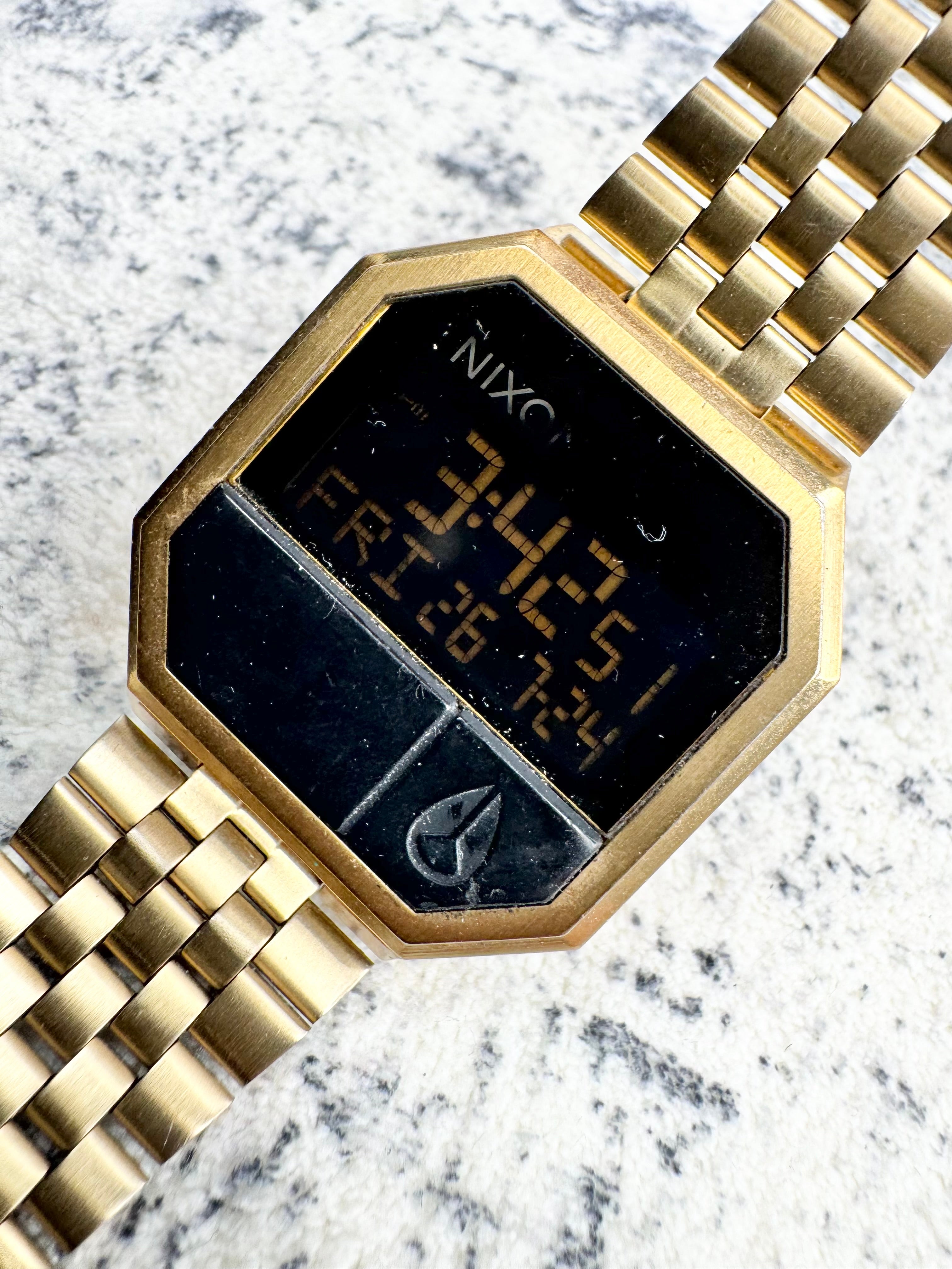 Nixon Gold Tone Black Face & Screen Robot Rock 'The Re-Run' Watch