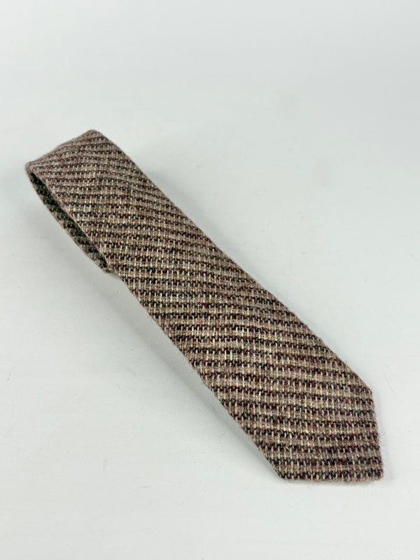 Vintage Givenchy Gentleman Beige & Maroon Stripe Wool Tie