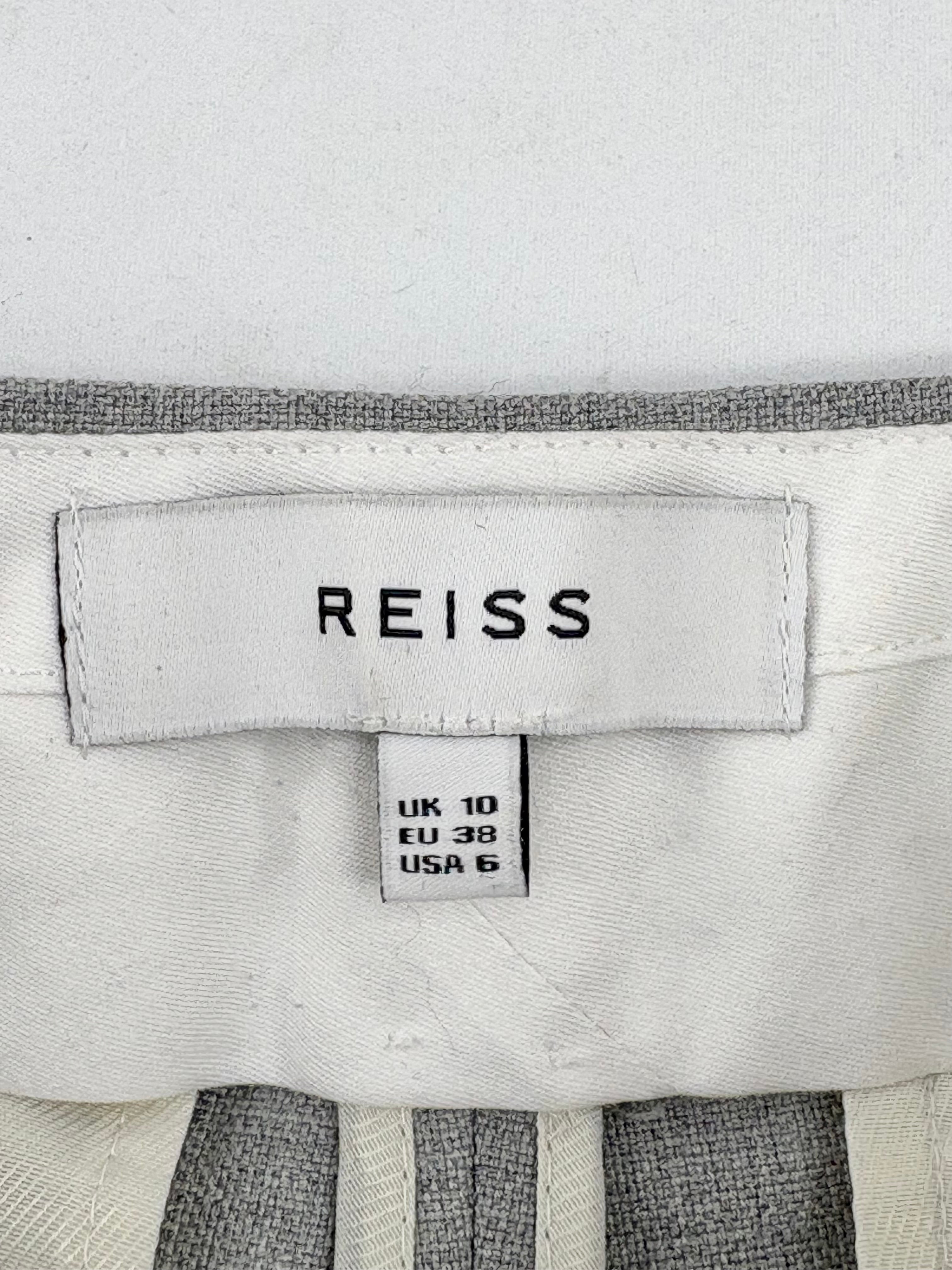 Reiss Stone Grey Wool-Blend 'Estie' Wide Leg Trousers - AU10