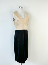 Sisley Champagne Gold & Black Contrast Midi Dress - AU10