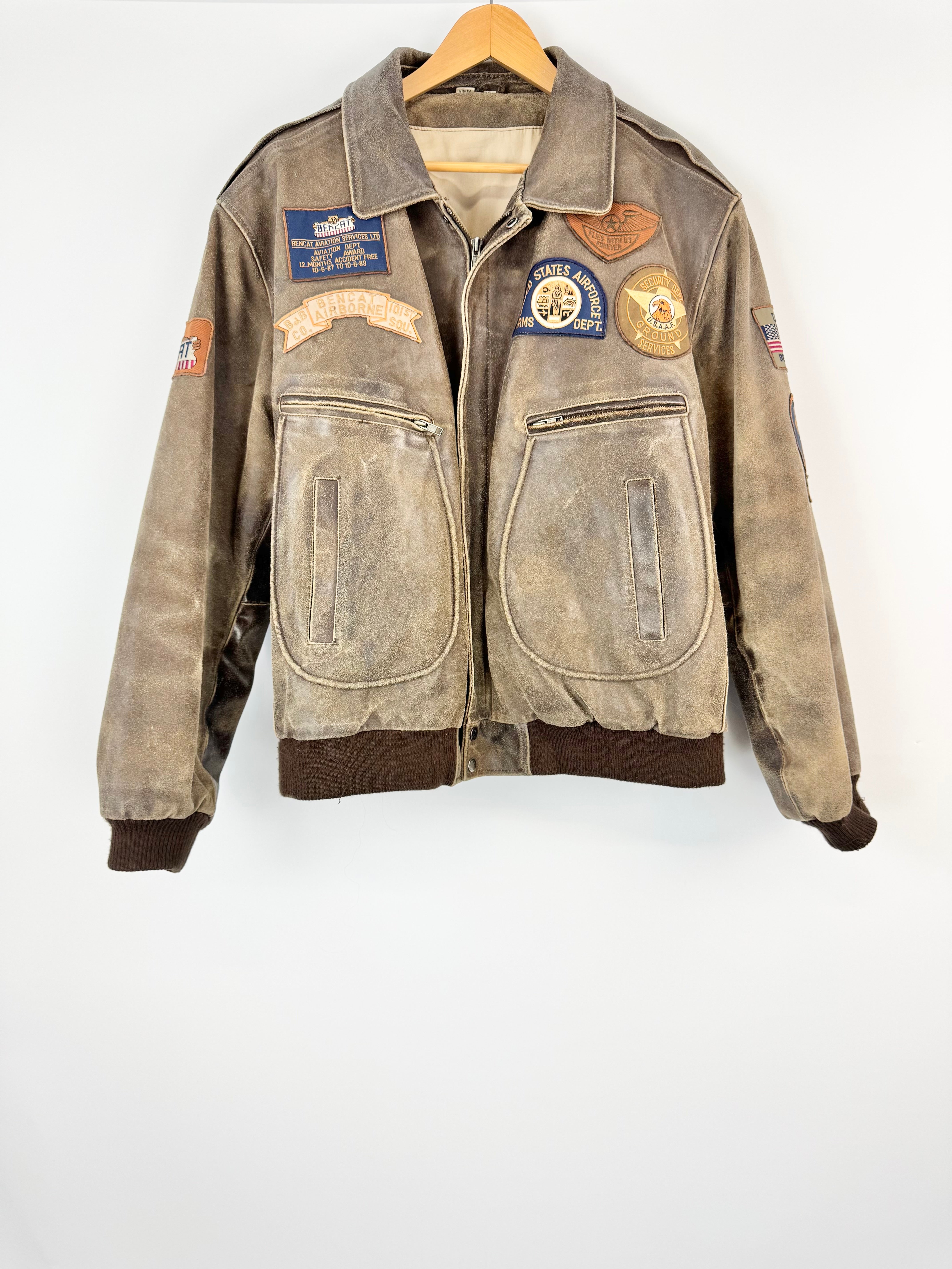Vintage USA Bencat Leather Bomber Jacket - XL