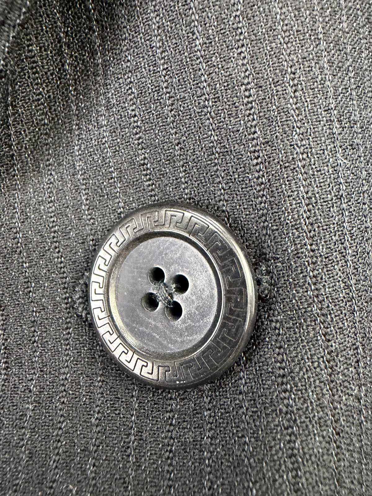 Versace V2 Classic Black Pinstriped Wool Blazer - 54