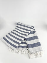 M.J Bale Blue & White Striped Scarf