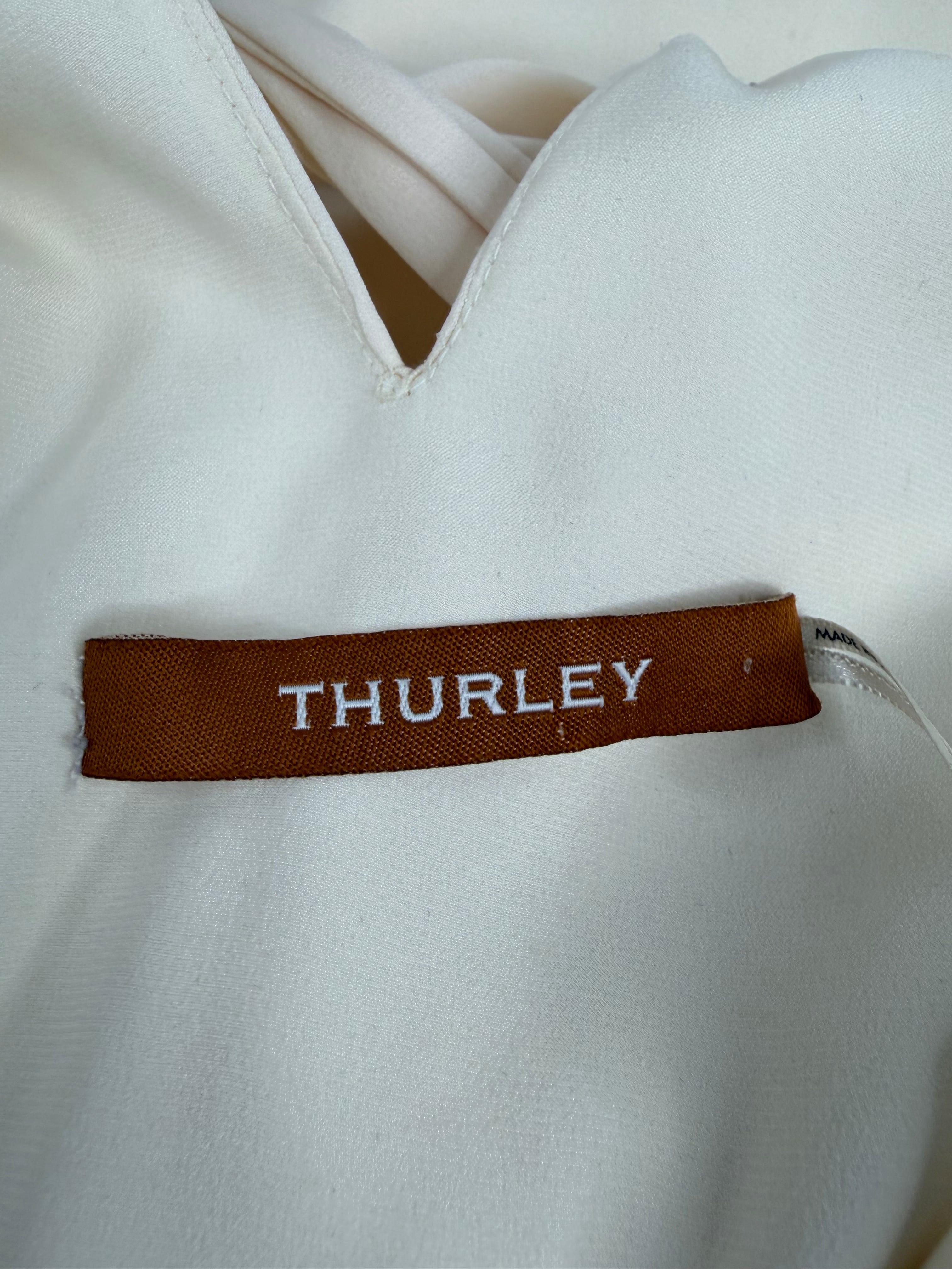 Thurley Cream Silk Cross Back Diamonte Trim Dress - AU10
