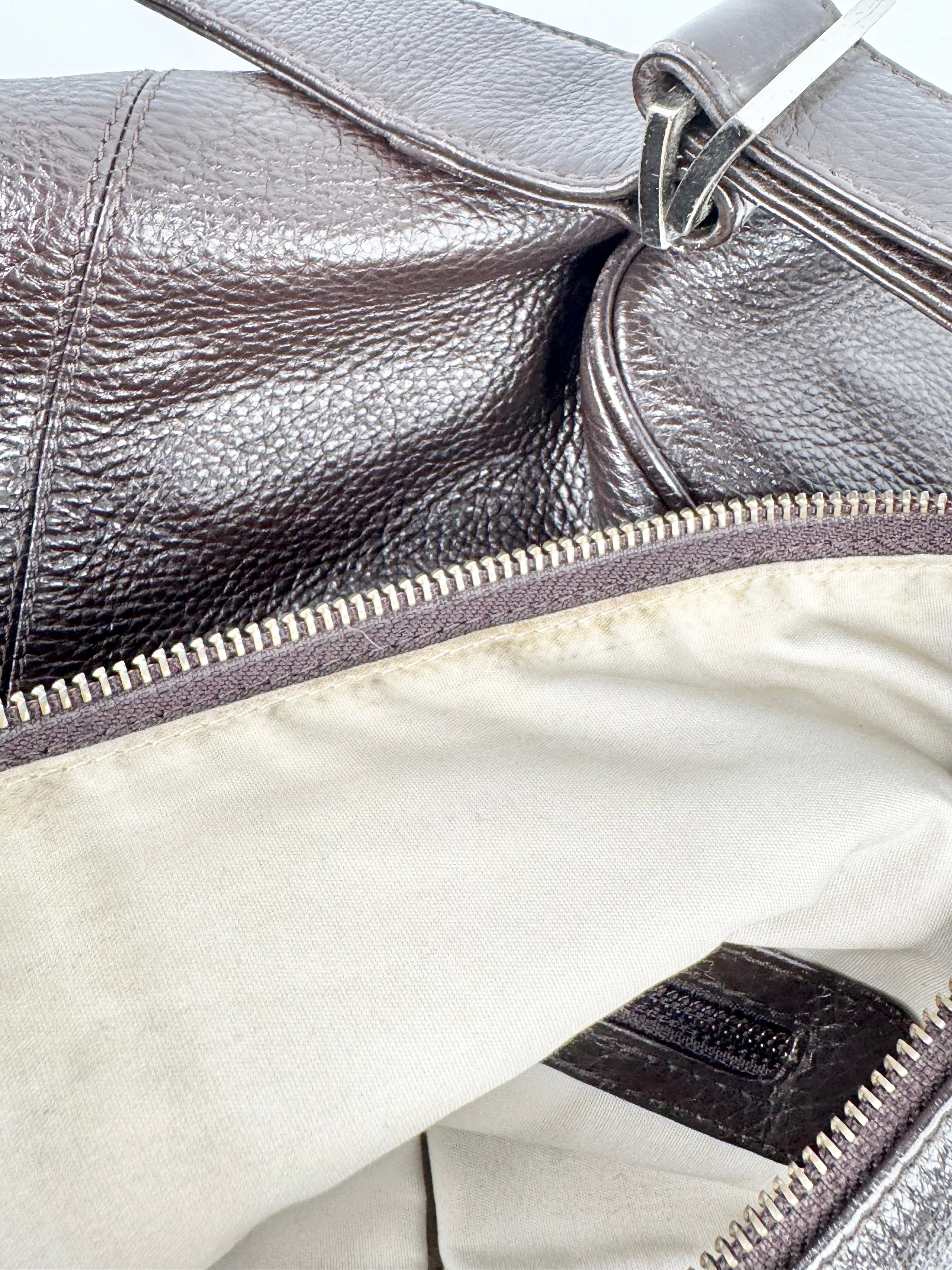 Le Tanneur Large Coffee Brown Grained Shoulder Bag