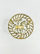 Mid Century Brass Unicorn Pot Stand