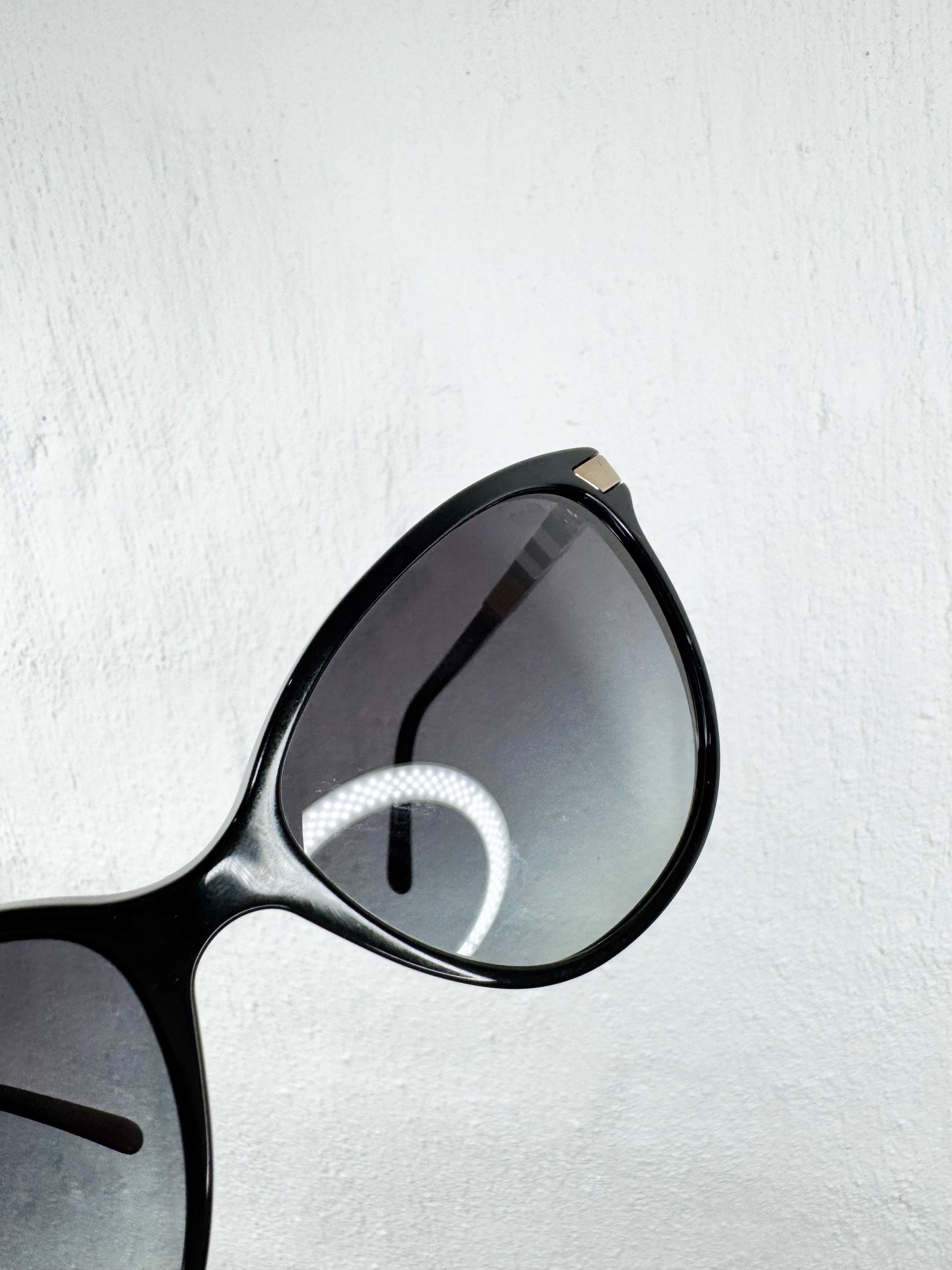 Burberry Cat Eye Nova Check Black Sunglasses