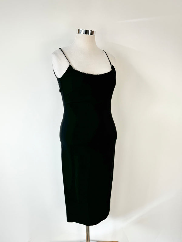 Vintage Moschino Courture Black Jewel Embellished Slip Dress - AU12