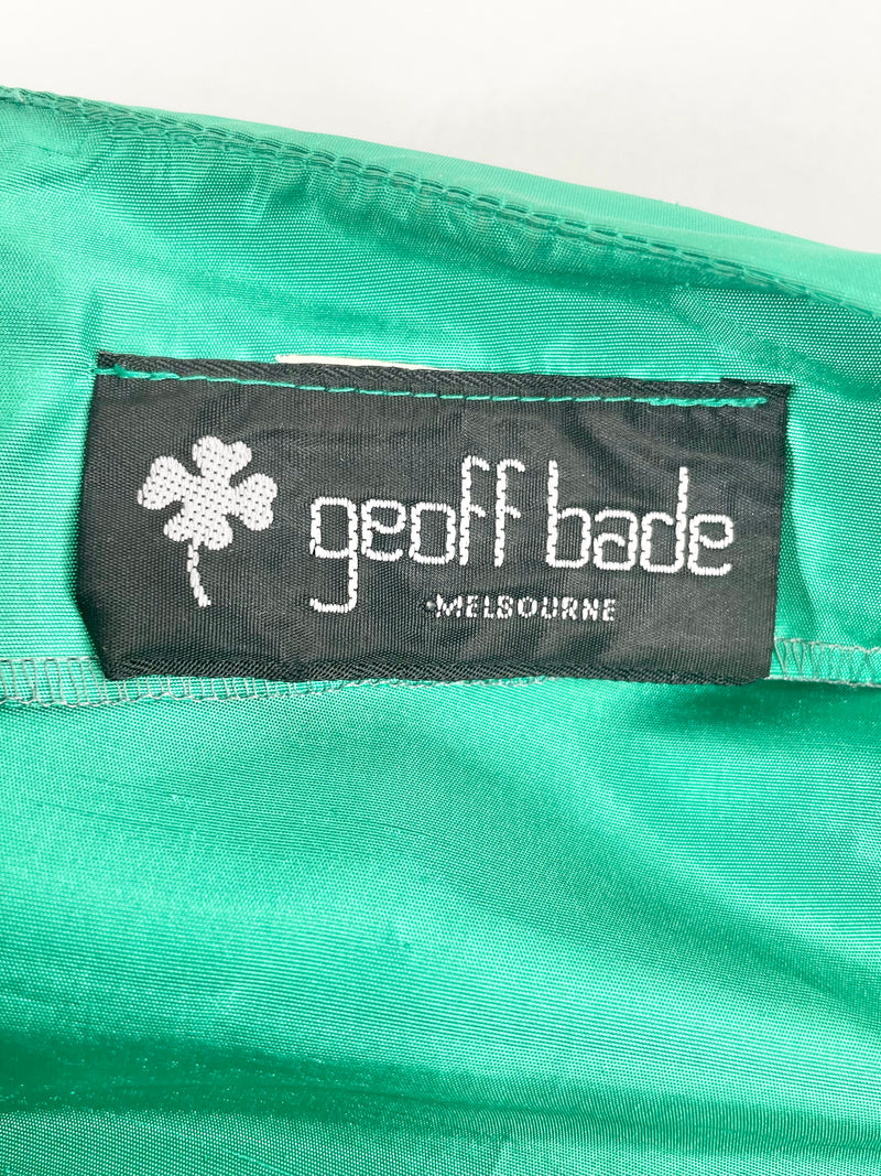 80s Vintage Geoff Bade Satin Emerald Green Twinset - AU10/12