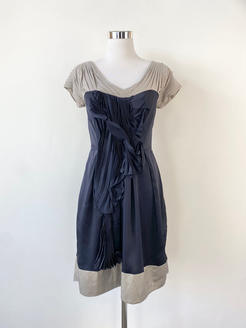 BCBGMAXAZRIA Runway Blue & Grey Structured Dress - AU8/10