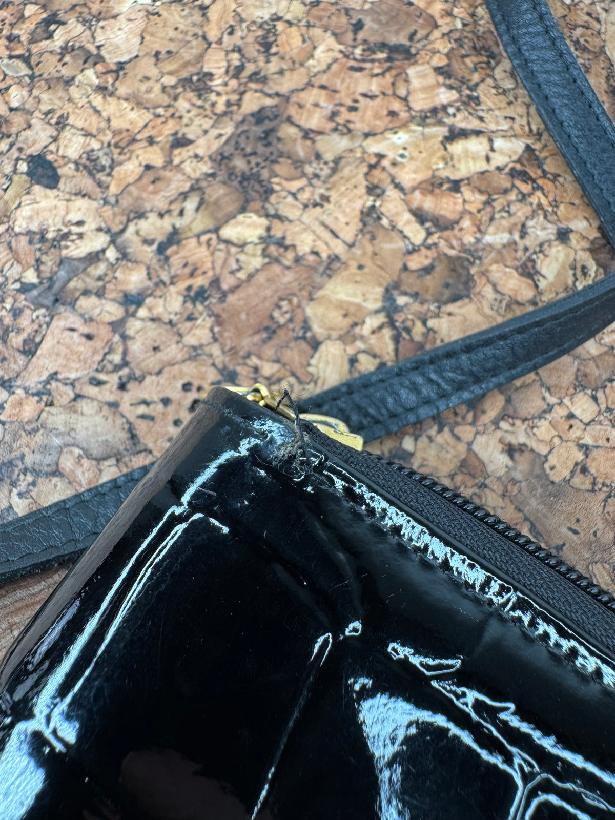 Vintage 90s Gianni Versace Patent Faux Croc Cross Body Bag