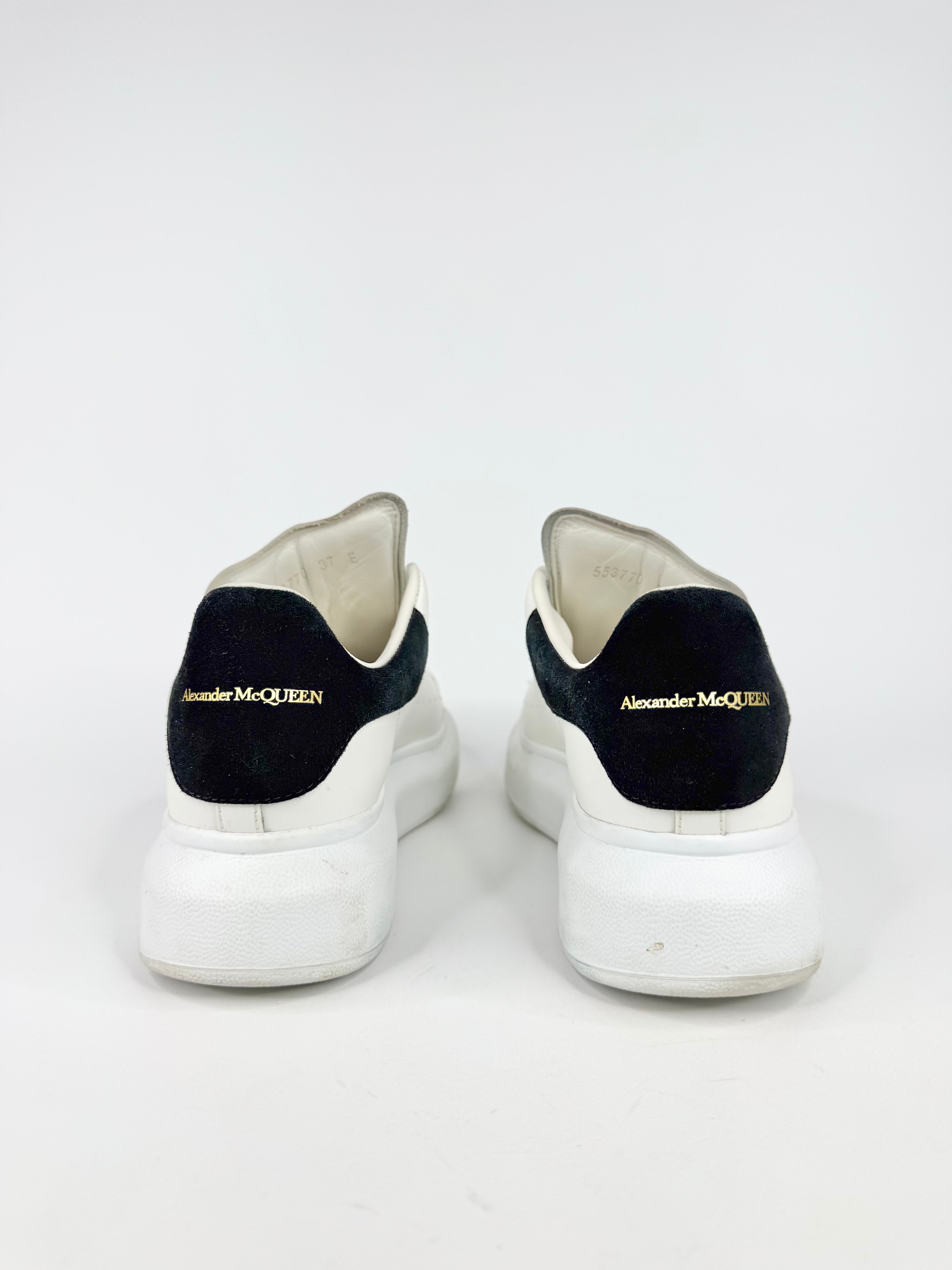 Alexander McQueen White Black Suede Trim Oversized Sneakers - EU37