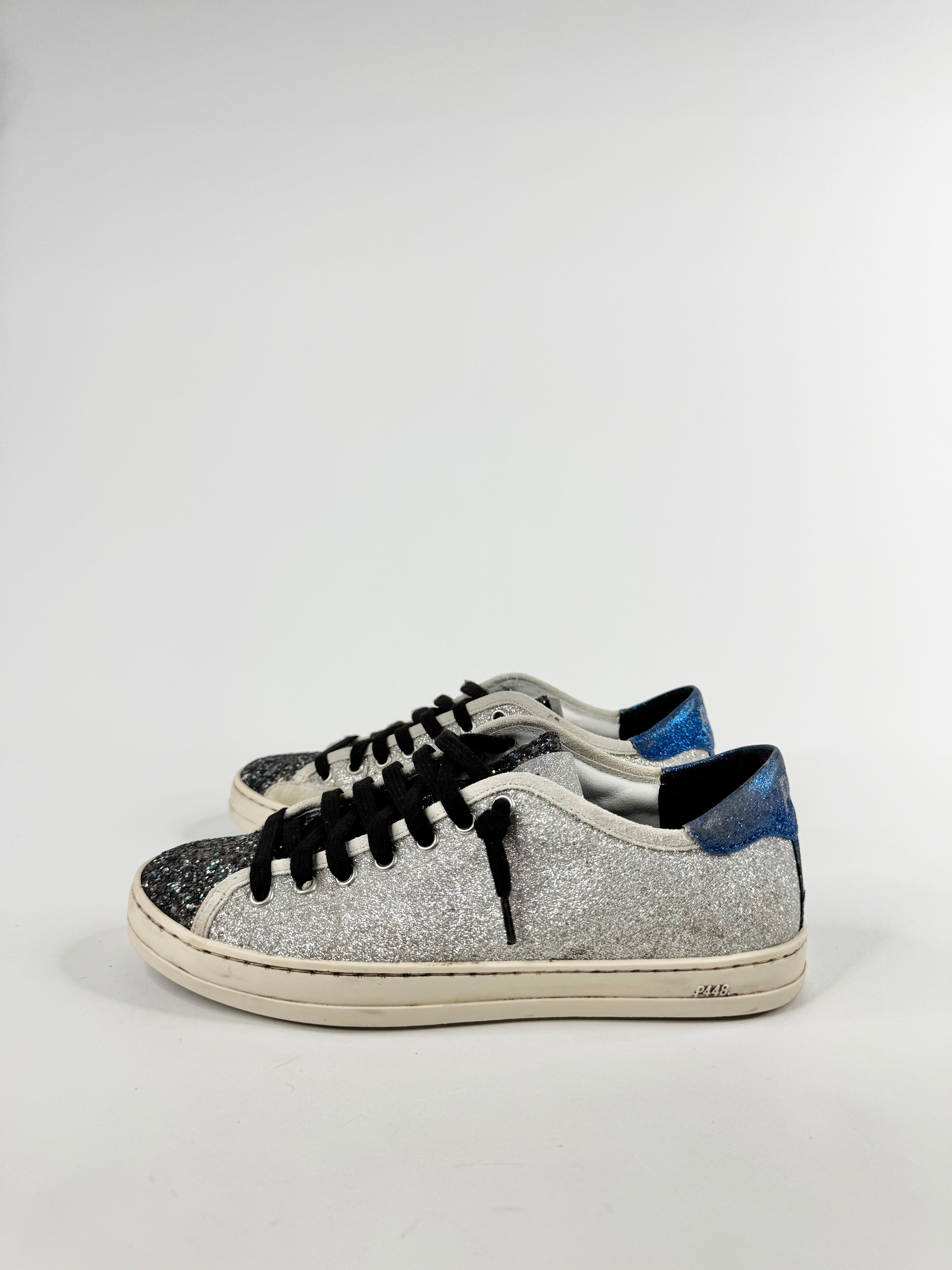 P448 Silver & Blue Glitter Sneakers - EU37
