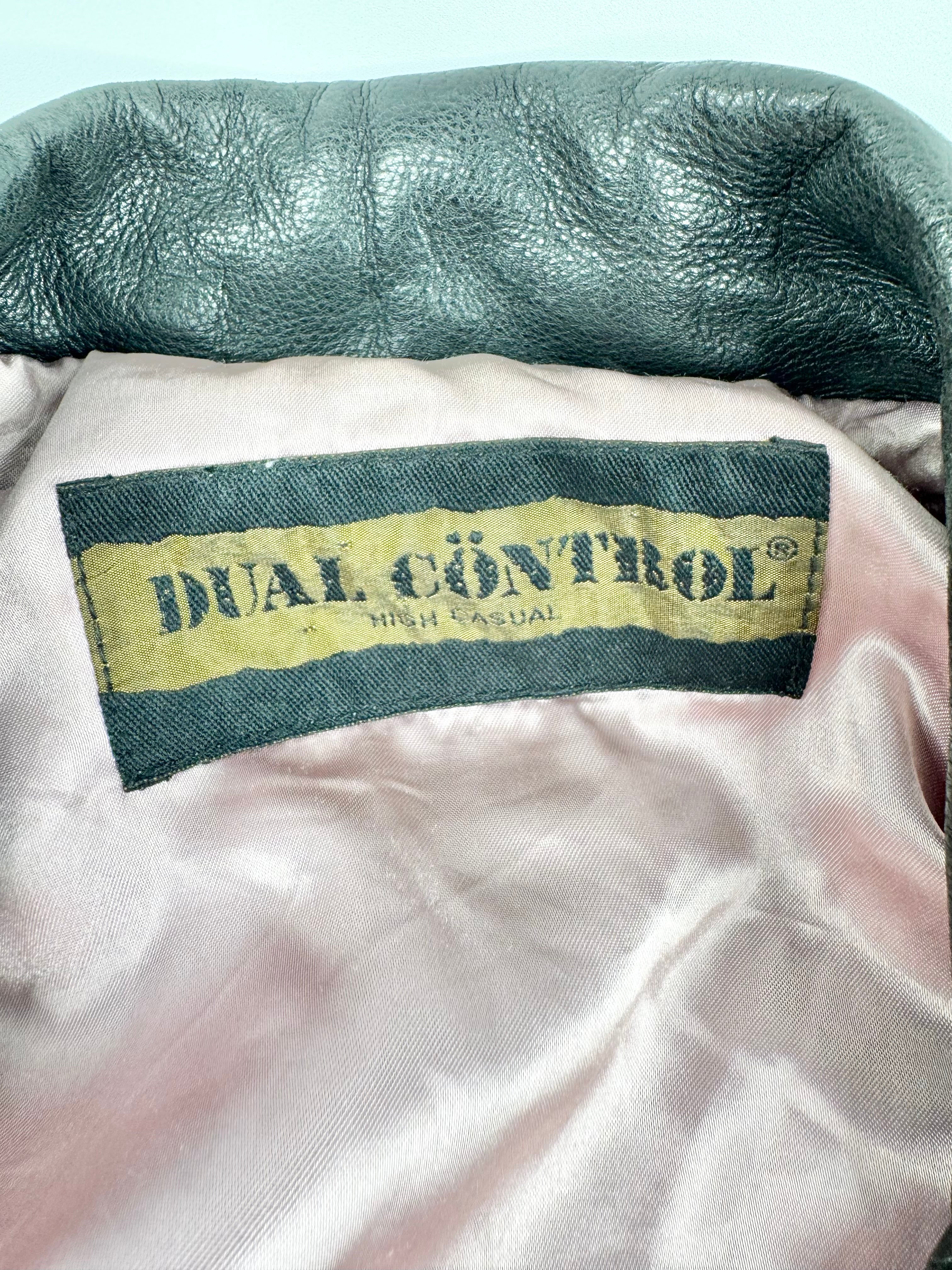 Vintage Dual Control High Casual Black Leather Biker Jacket - L