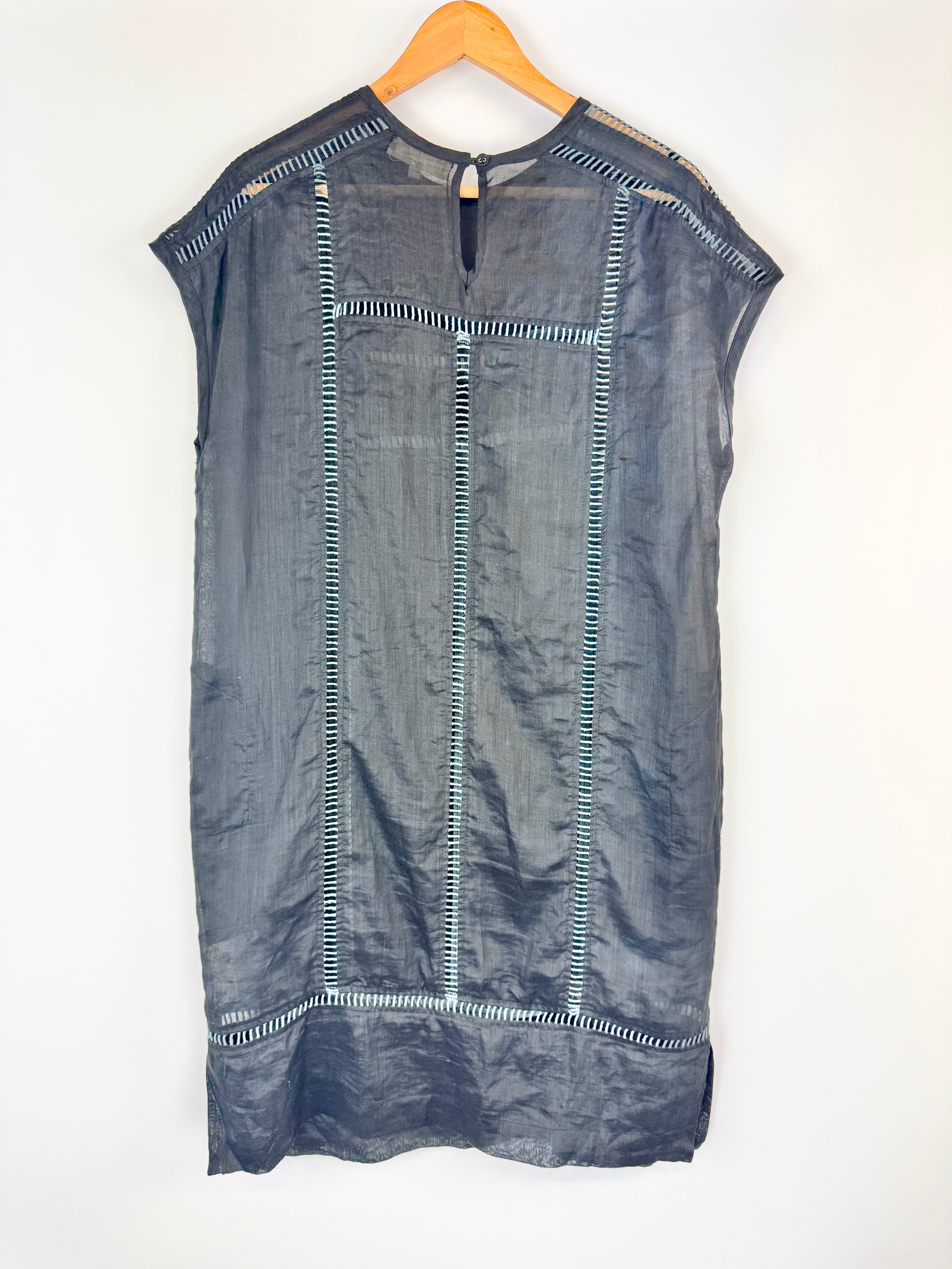 Lee Mathews Black Sheer Linen Dress - AU8/10