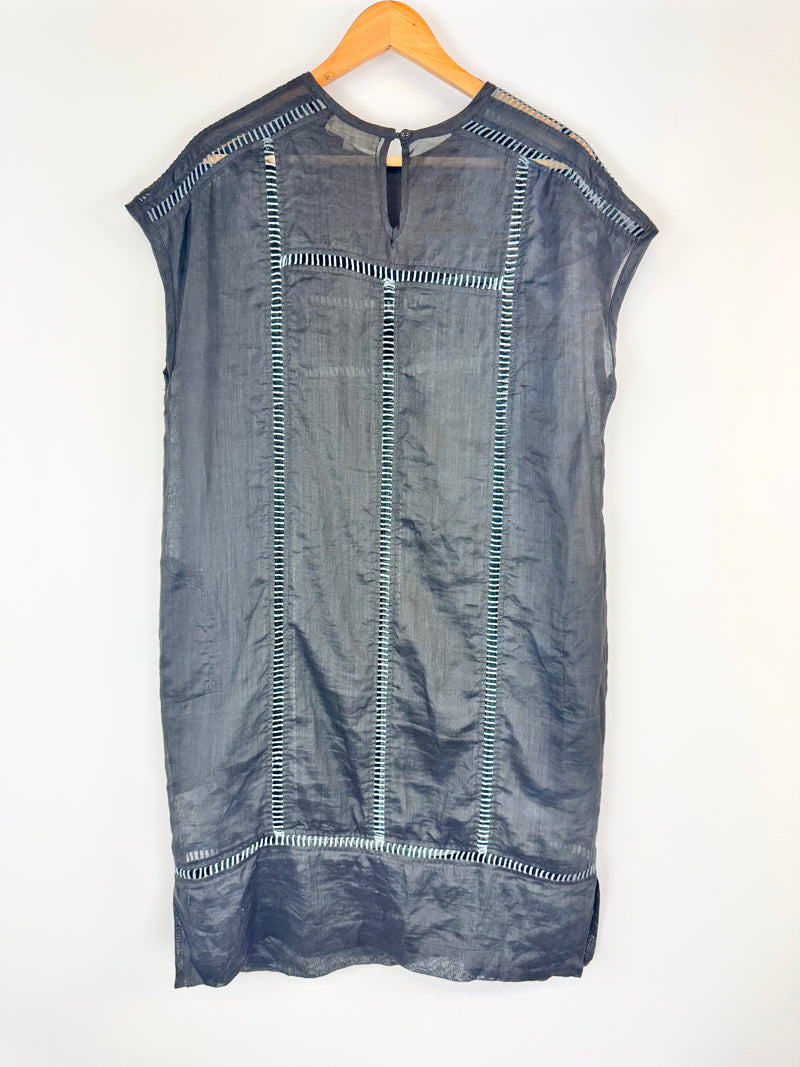 Lee Mathews Black Sheer Linen Dress - AU8/10