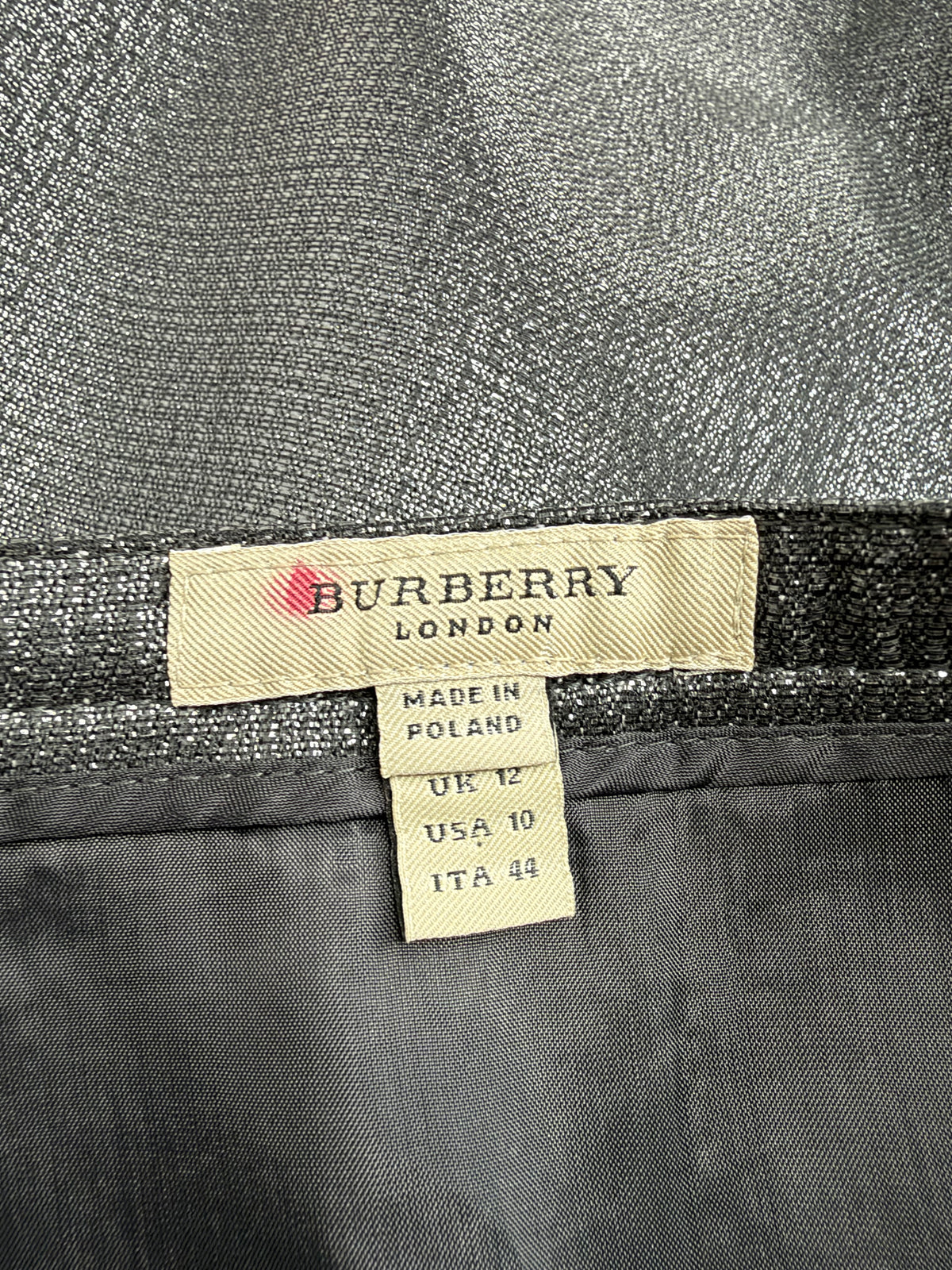 Burberry London Pewter Metallic Skirt - AU12