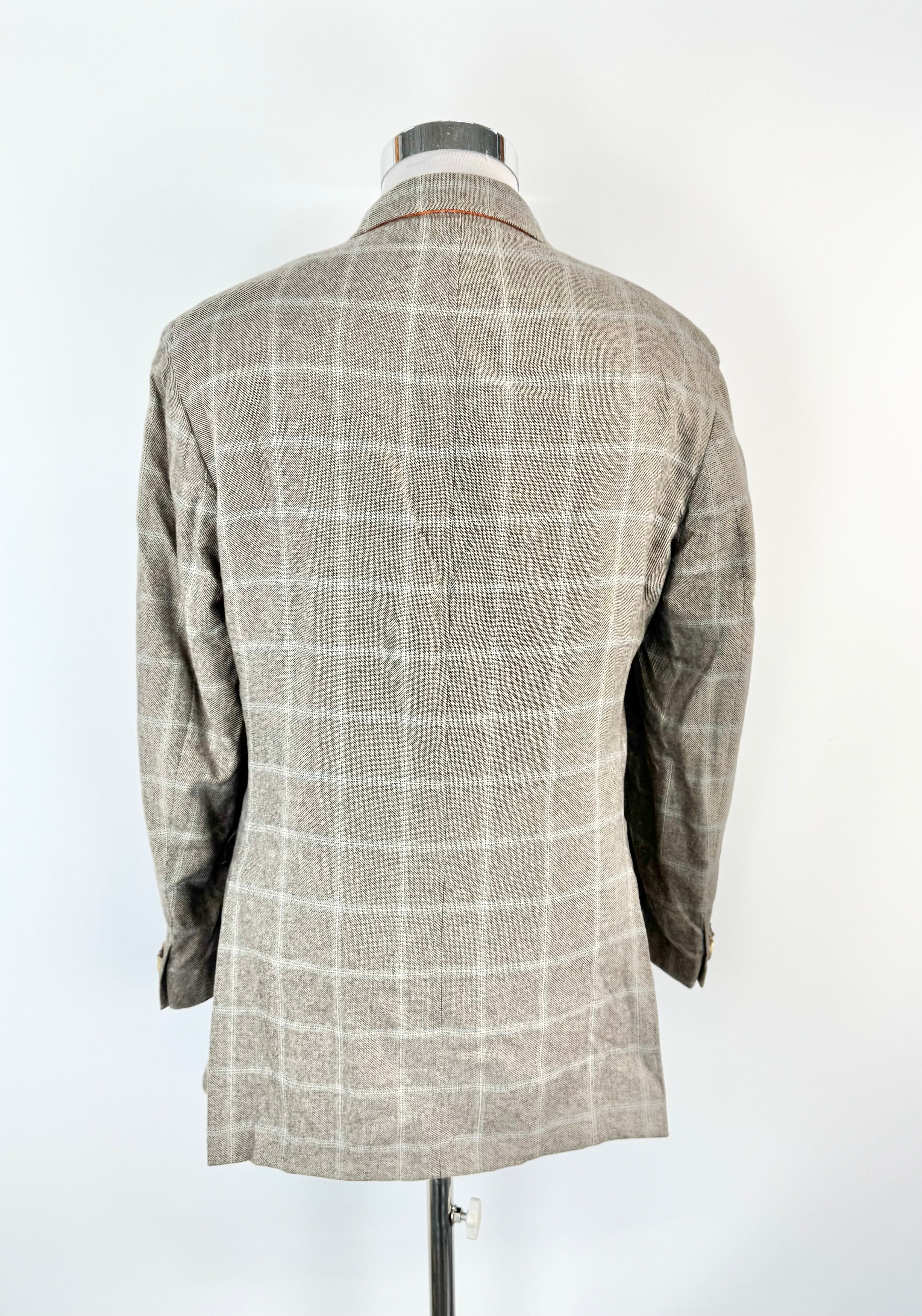 Etro Milano Grey & Blue Plaid Blue Cashmere Blazer - 50