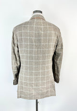 Etro Milano Grey & Blue Plaid Blue Cashmere Blazer - 50