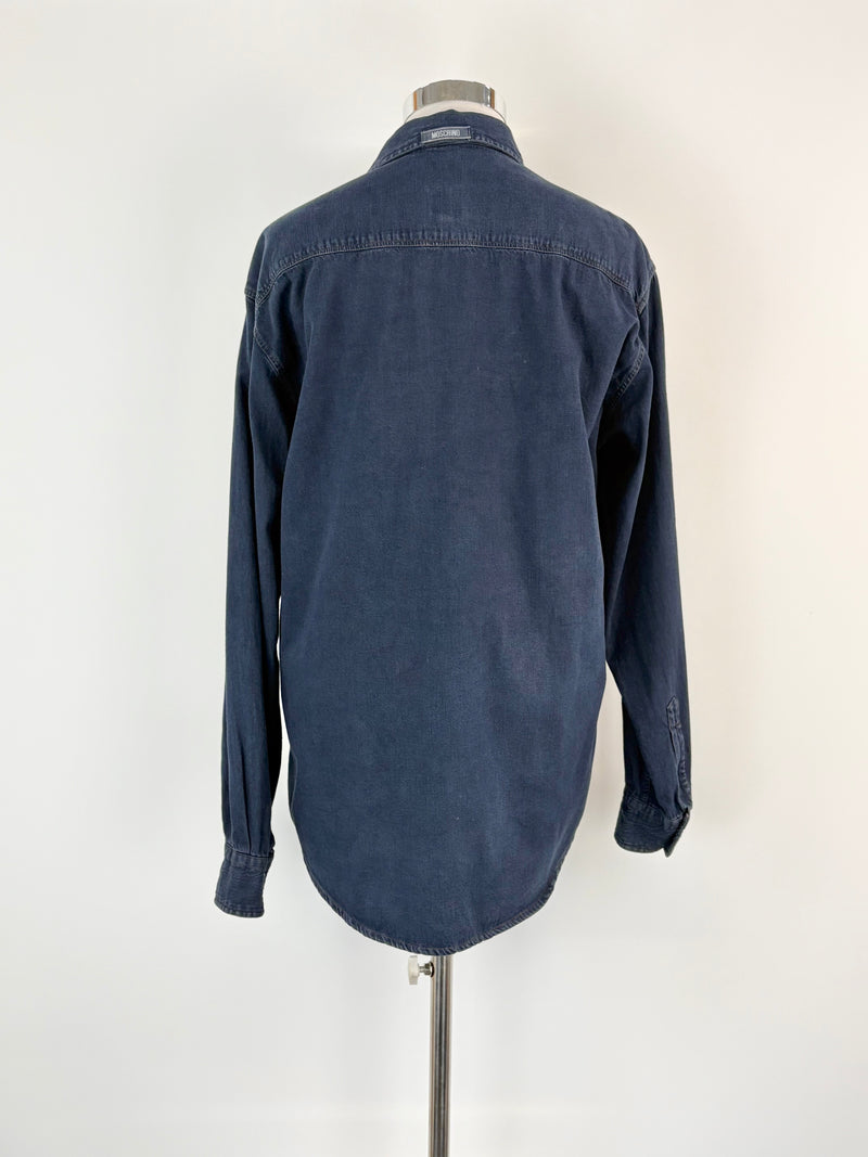 Vintage 90s Moschino Jeans Indigo Denim Shirt - L