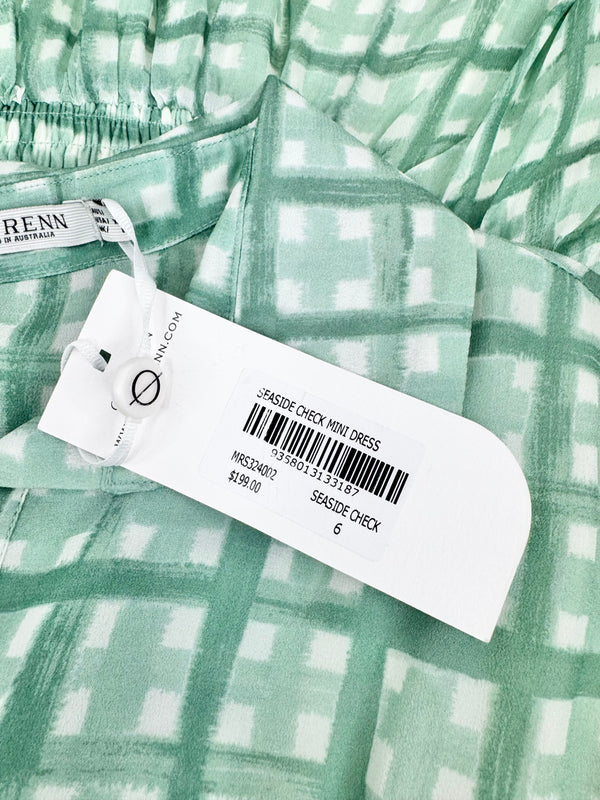 MØN RENN Mint & Blue 'Seaside Check Mini Dress' NWT - AU6