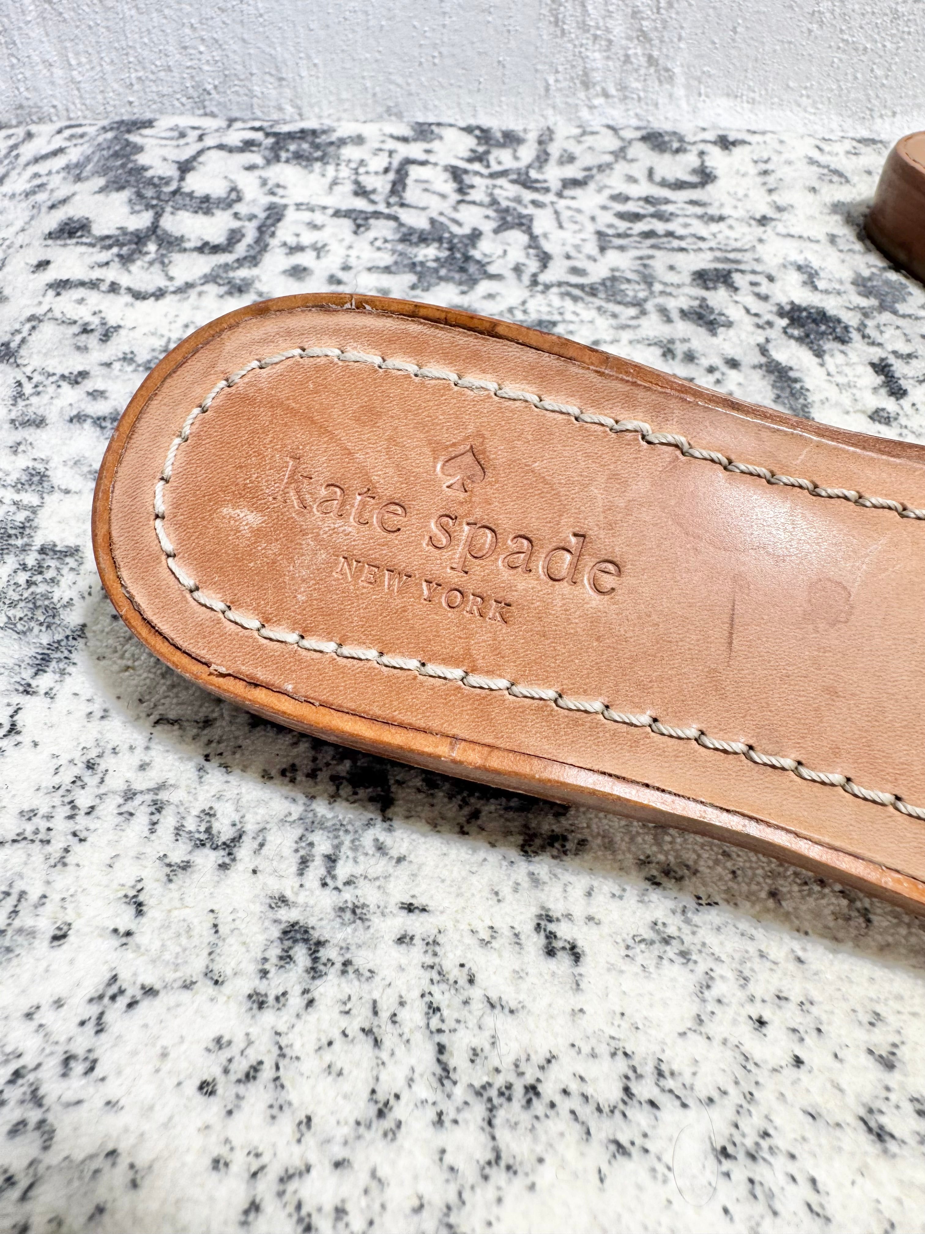 Kate Spade Rose Gold Frill Embellished Slides - EU42