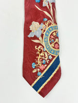 Leonard Paris Vintage Maroon Roman-Numerals Silk Tie