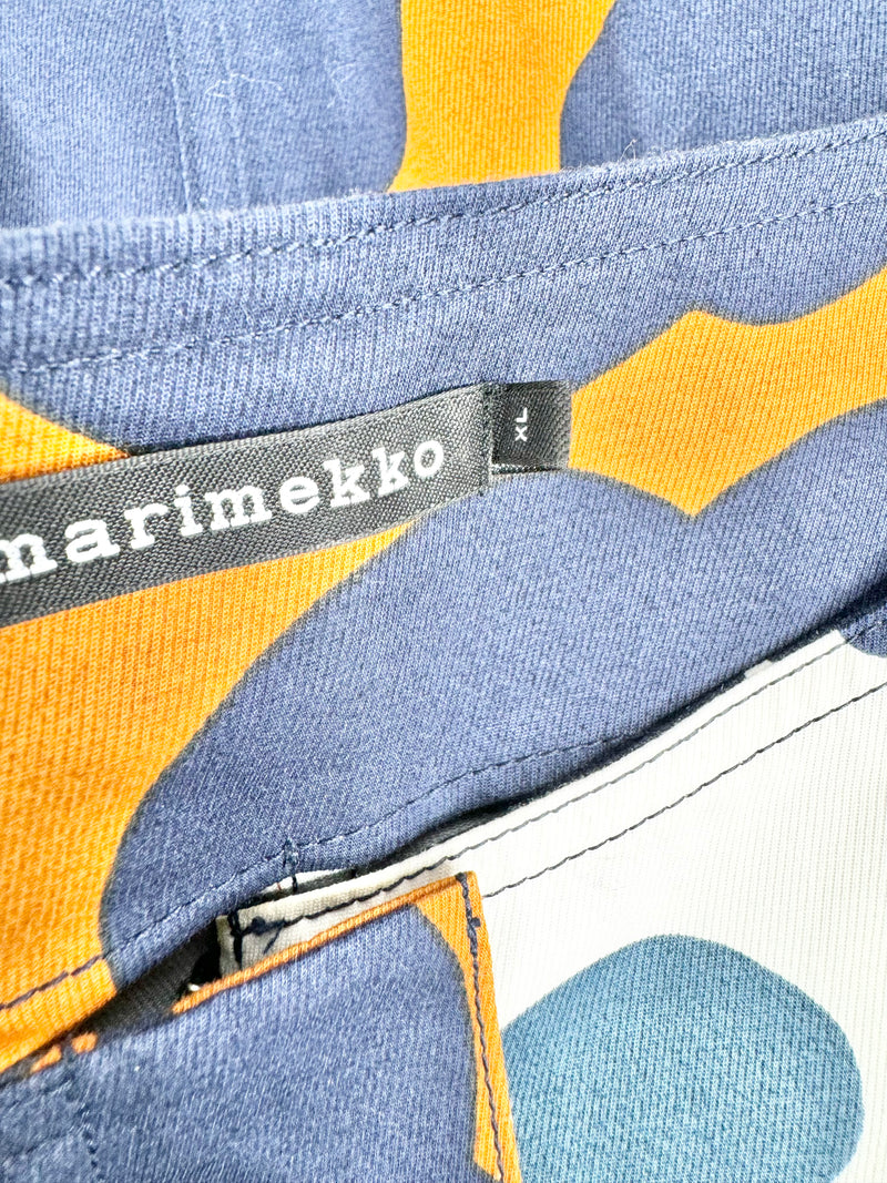 Marimekko Blue & Deep Orange Tahtimo Unikko Maxi Dress - XL