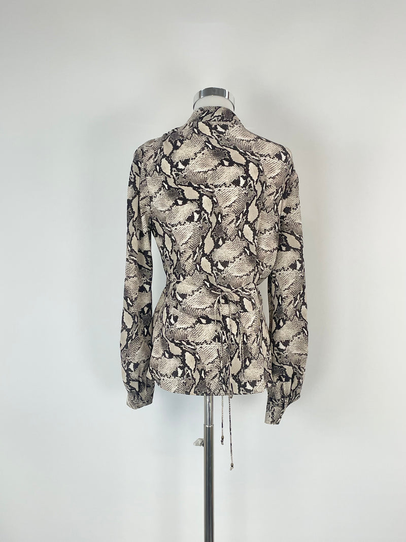 Husk Snakeskin Print Silk Wrap Top - AU8