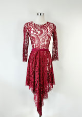 Lover Burgundy 'Serpent' Lace Midi Dress - AU8/10