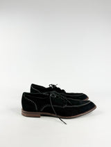 Tod's Black Suede Pointed Toe Lace Ups - EU38.5