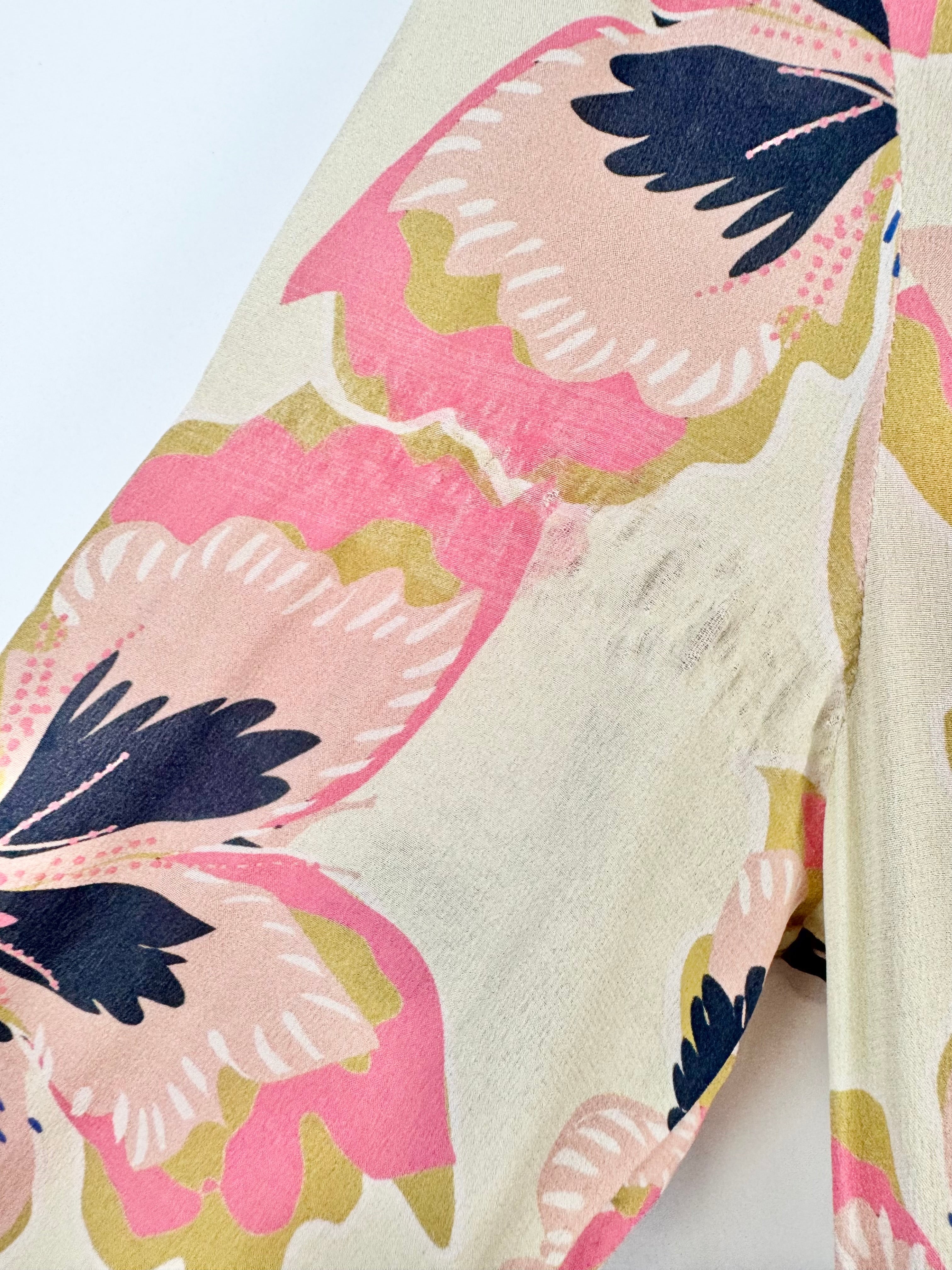 Anna Thomas Long Sleeve Floral Patterned Silk Dress - AU6