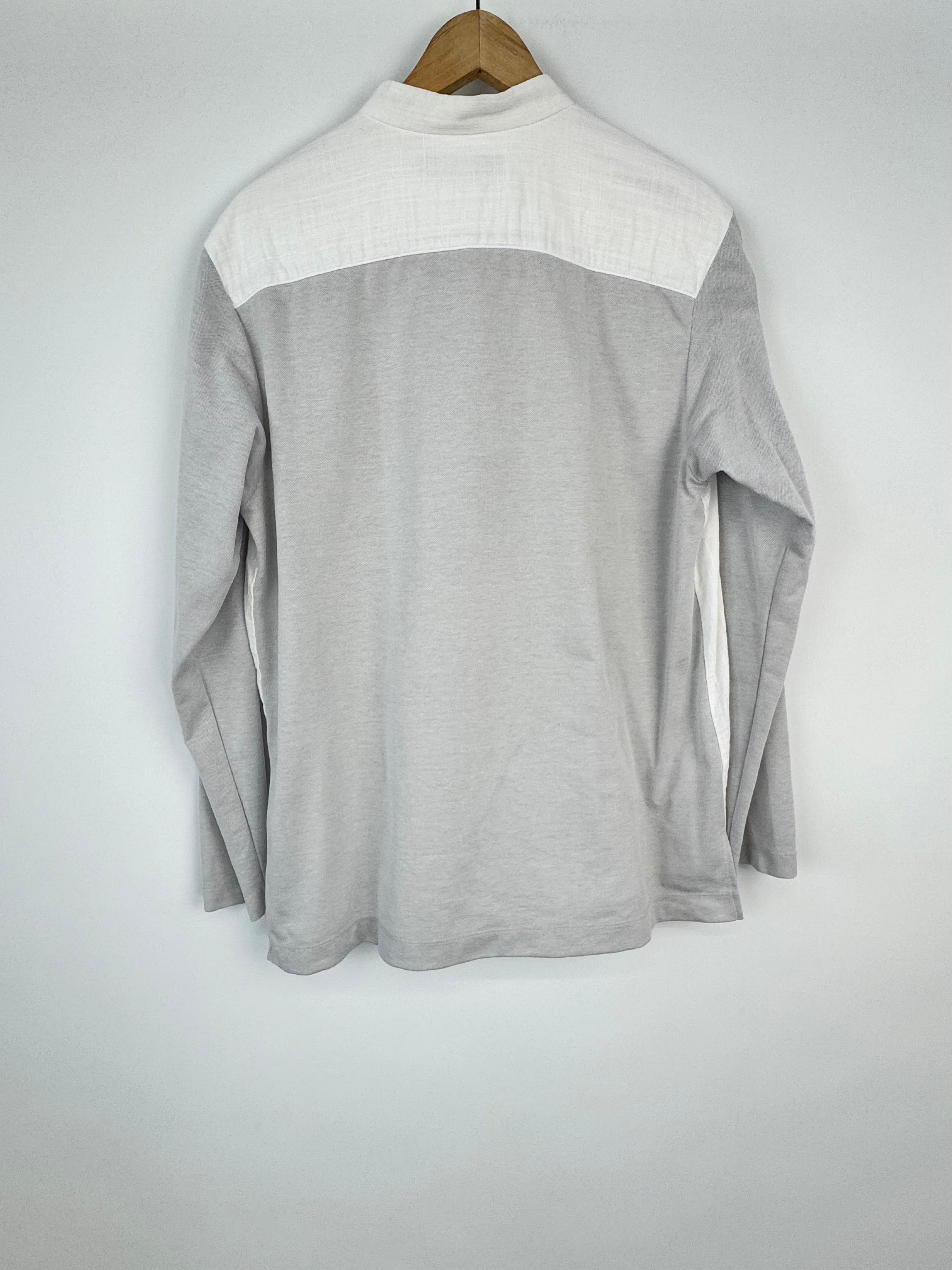 Issey Miyake Men White & Grey Jersey & Cotton Shirt - L