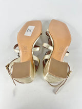 Milano Gold Leather 'Loren' Embellished Sandals - EU37