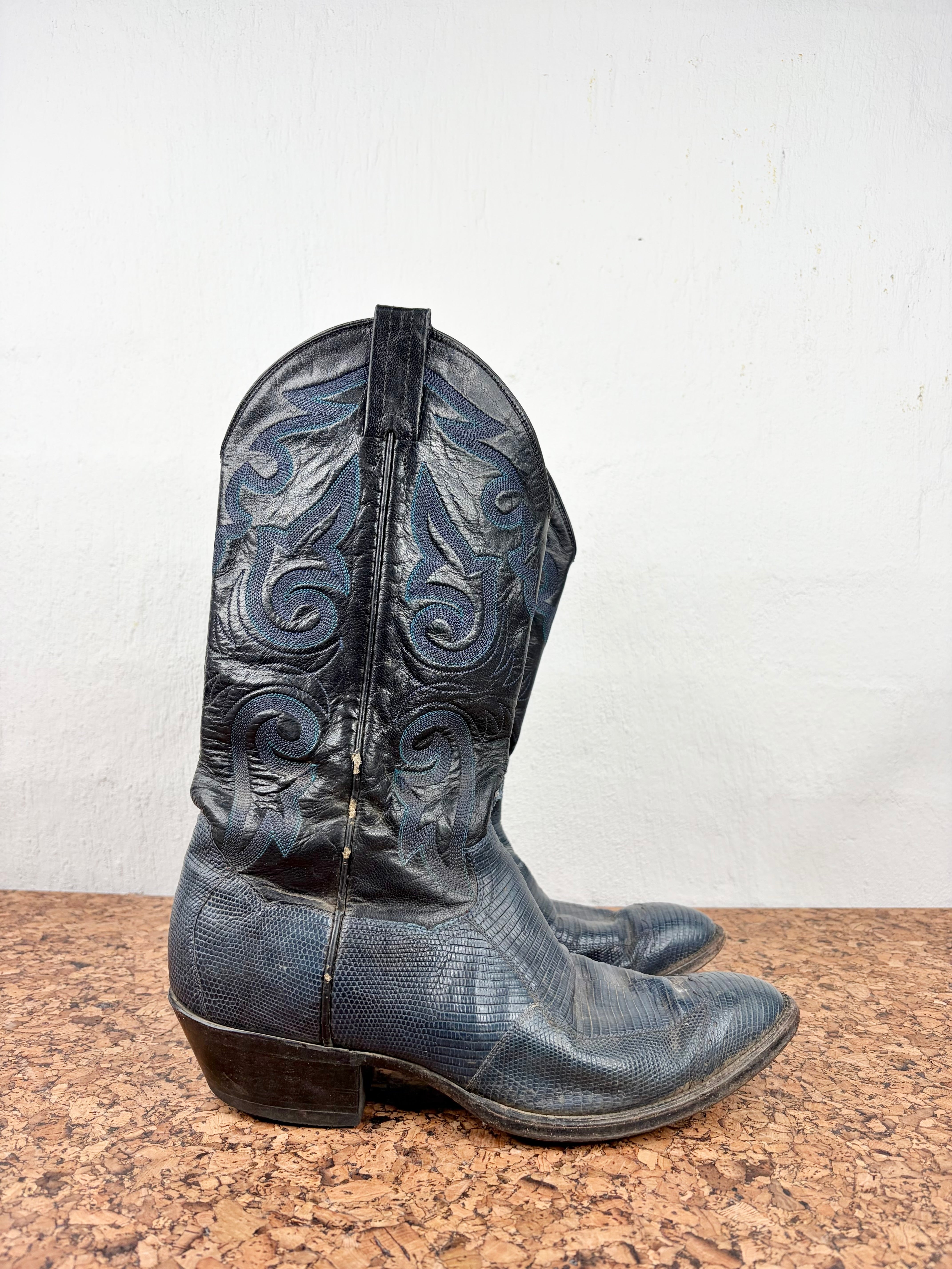 Vintage Panhandle Slim Black and Blue Cowboy Boots - EU39/40