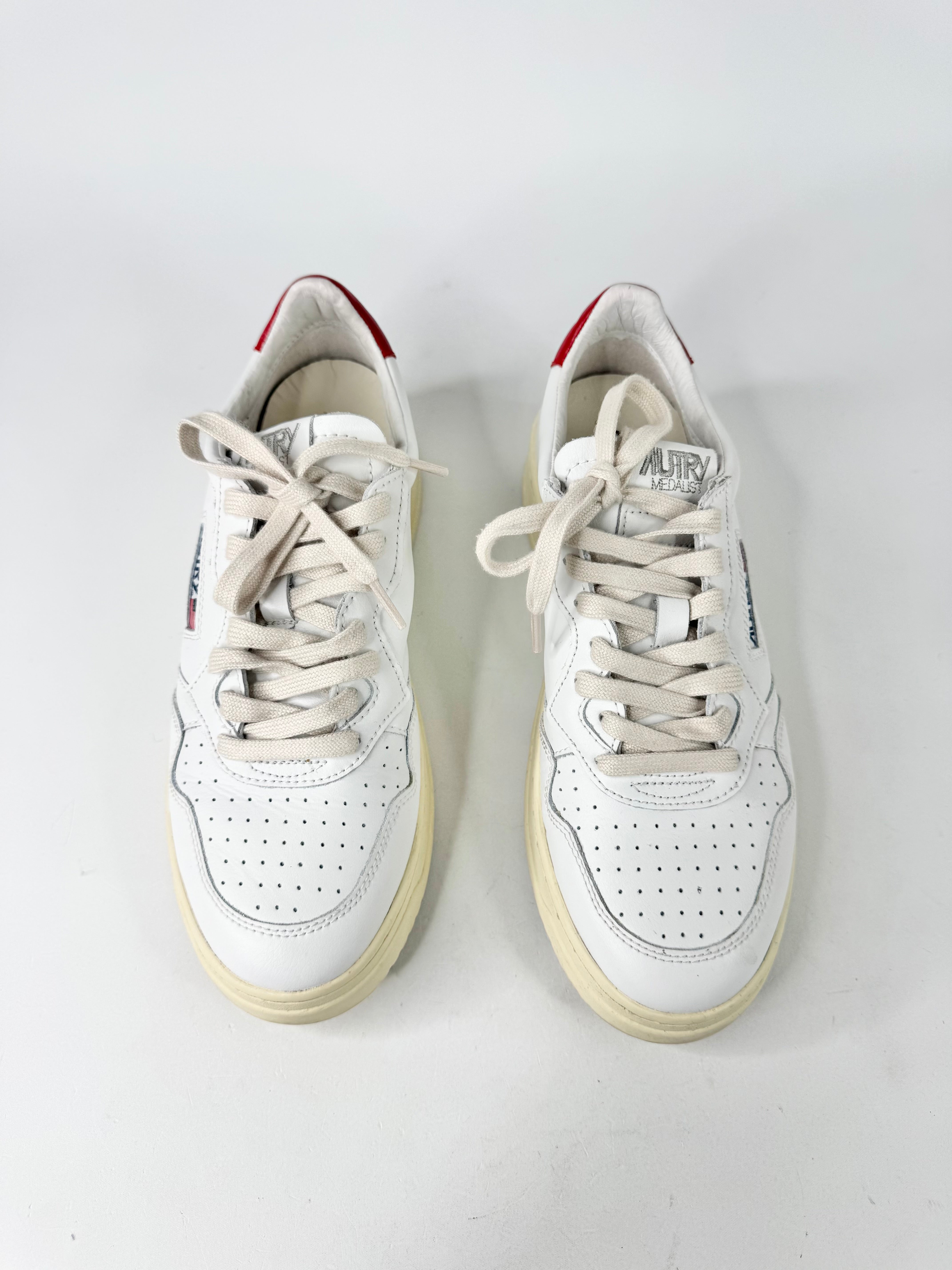 Autry 01 Red & White Low Top Leather Sneakers - EU41