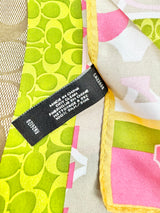 Coach Lime Green & Pink Monogram Scarf