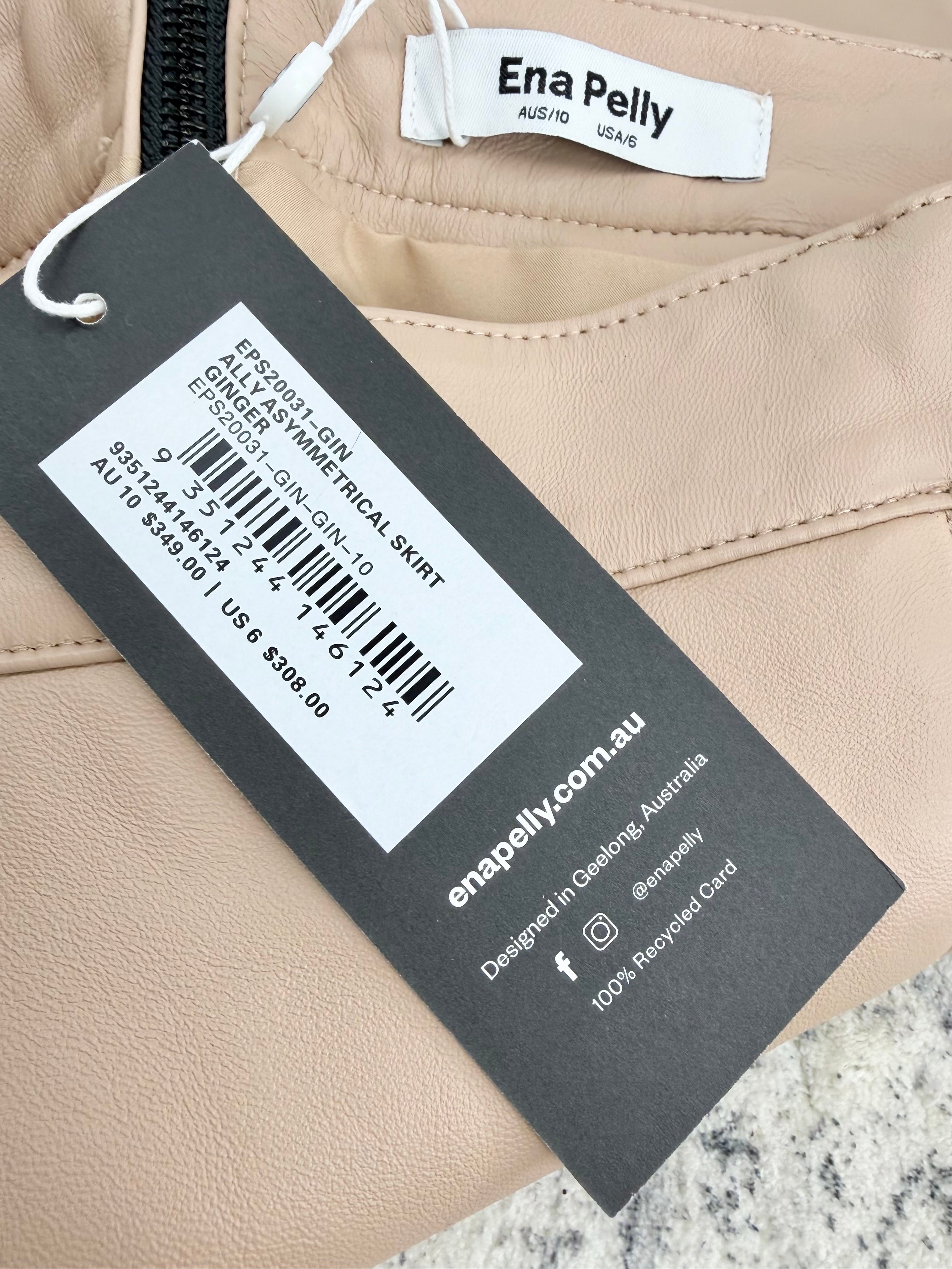 Ena Pelly Latte Leather Asymmetrical Button Skirt NWT - AU10