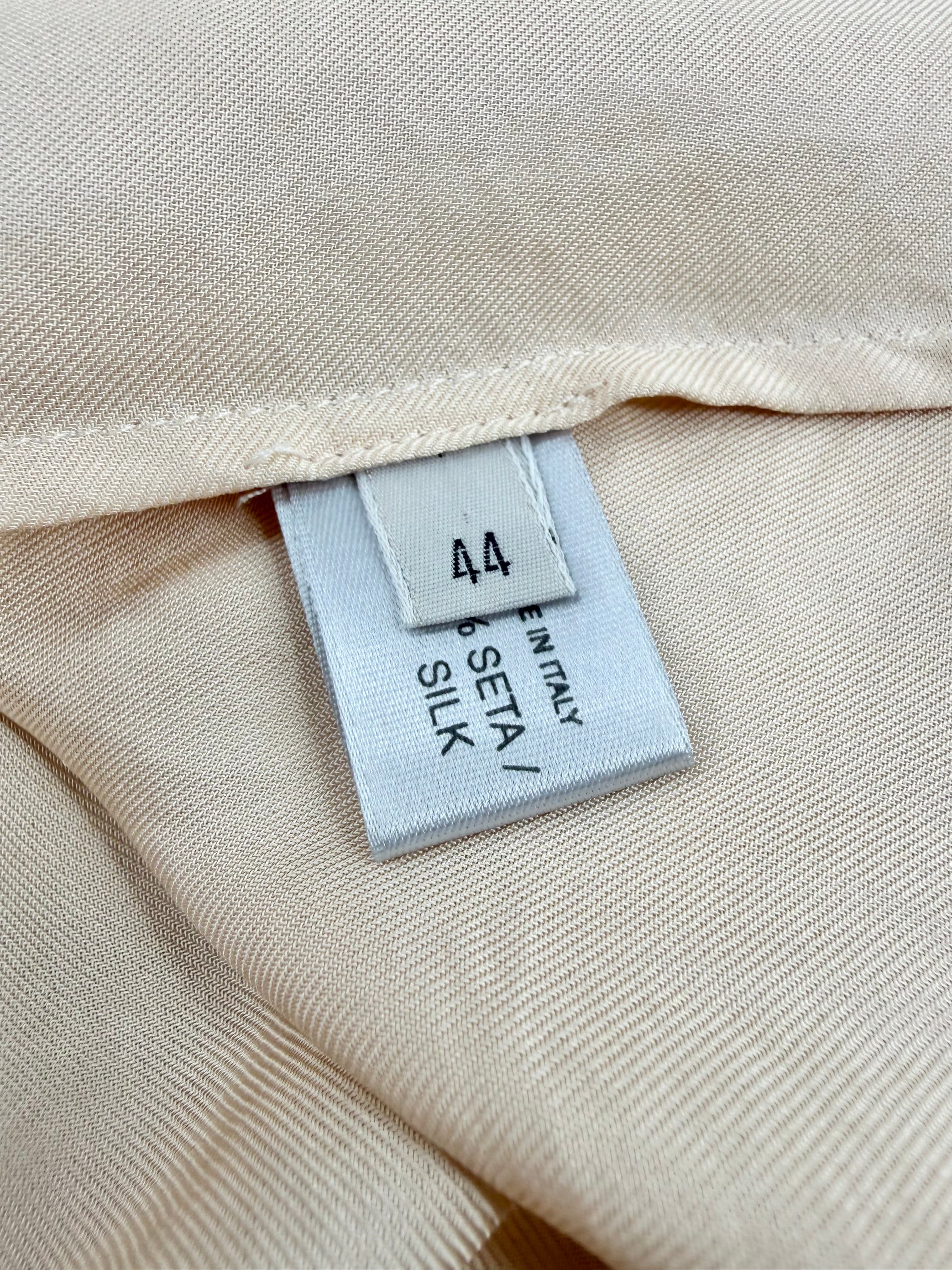 Bottega Veneta Cream Silk Raw Trim Blouse - AU12/14