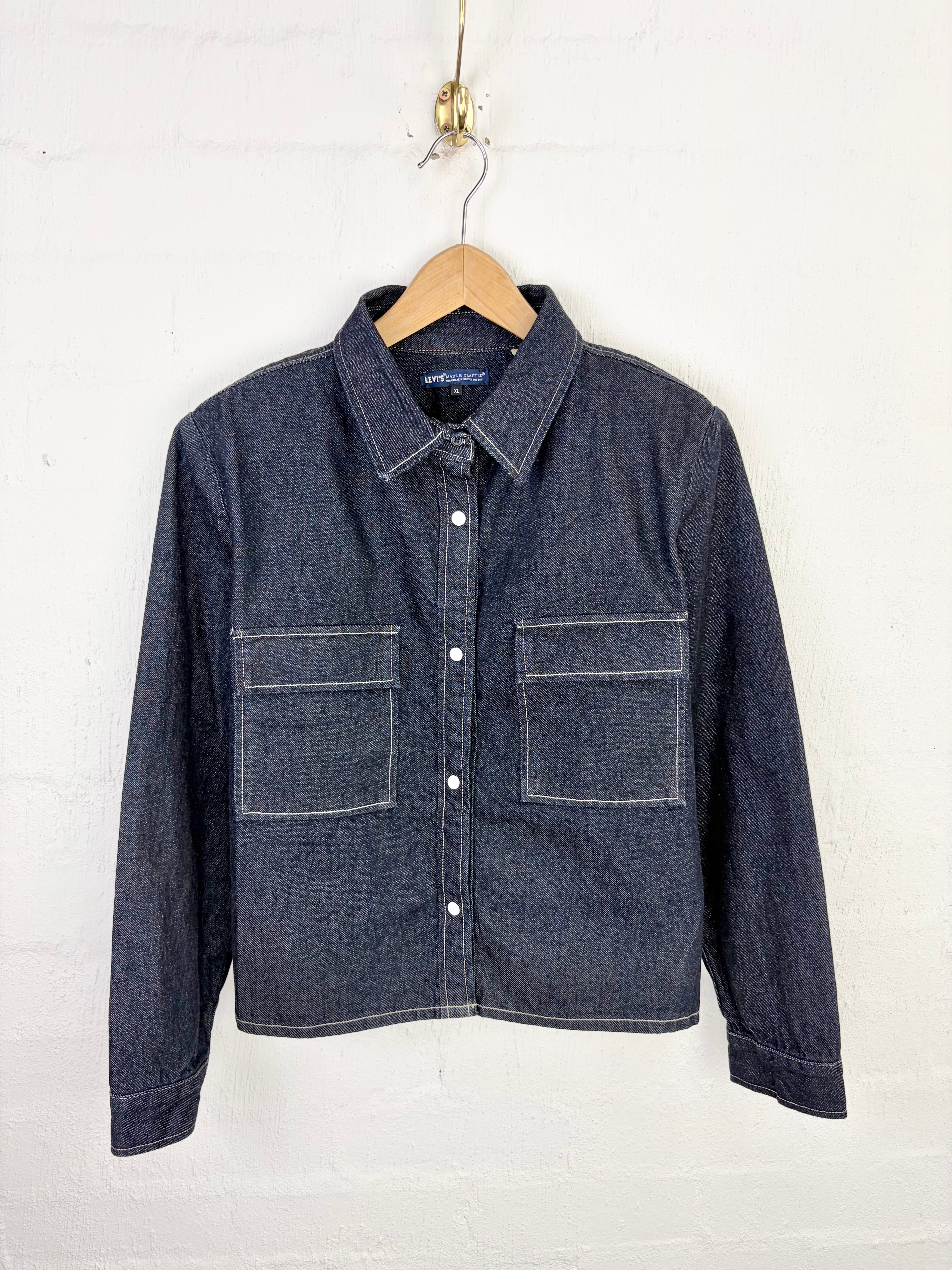 Levi's Dark Blue & White Click Button Shirt - XL