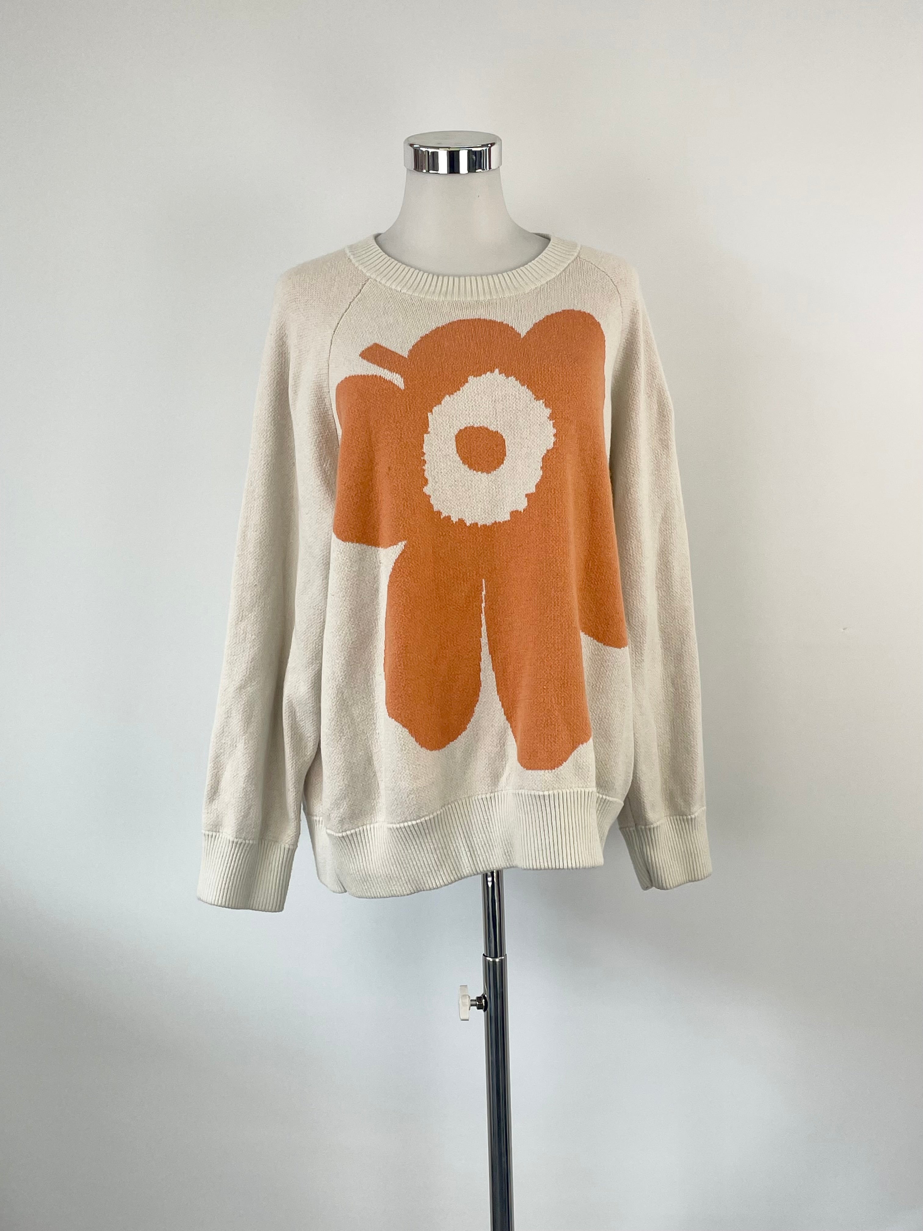 Marimekko White 'Lohdukas' Flower Knit Sweater - AU8