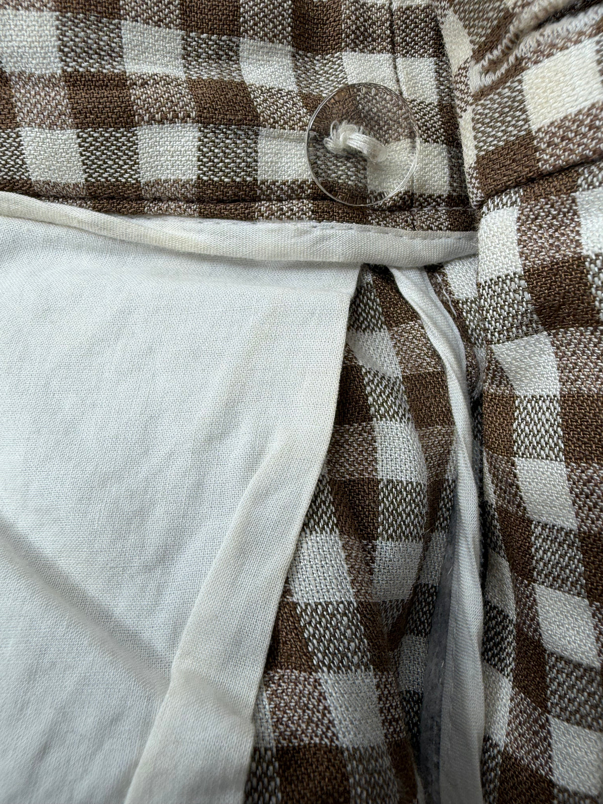 Scanlan Theodore Cream & Khaki Gingham Culottes - AU6