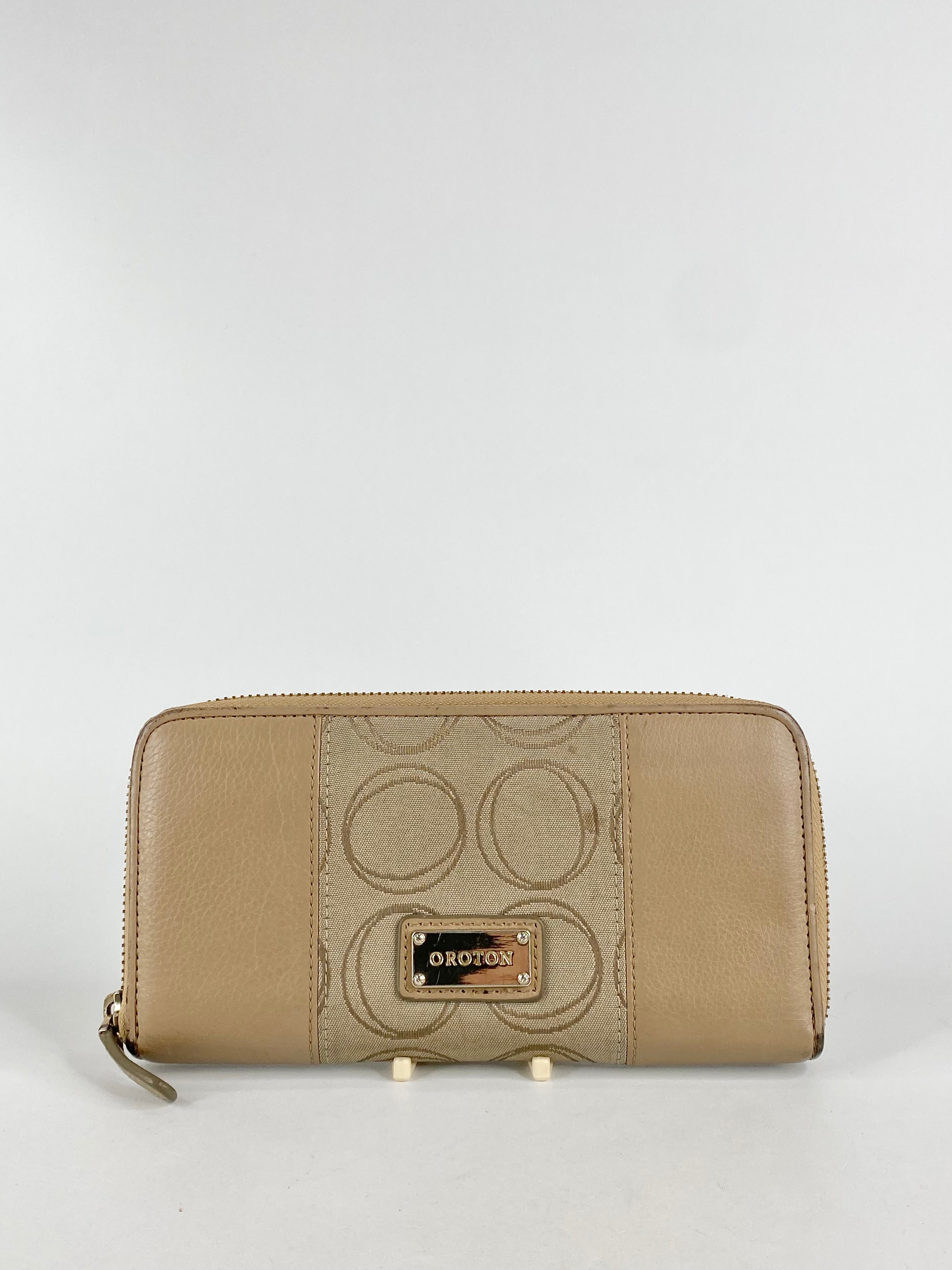 Oroton Soft Beige Monogram Wallet
