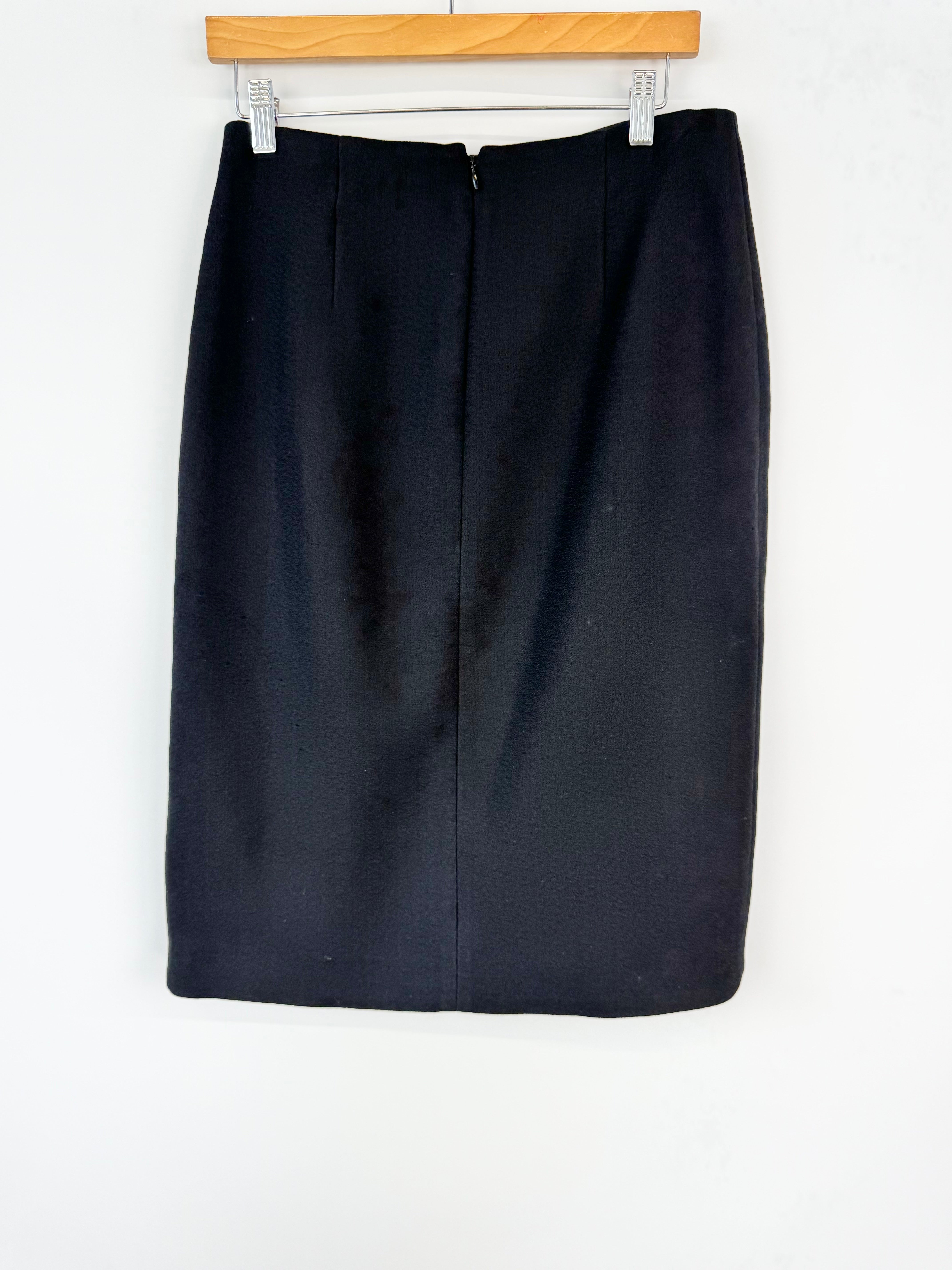 Proenza Schouler Black Wool Brutalist Clasp Pencil Skirt - AU10