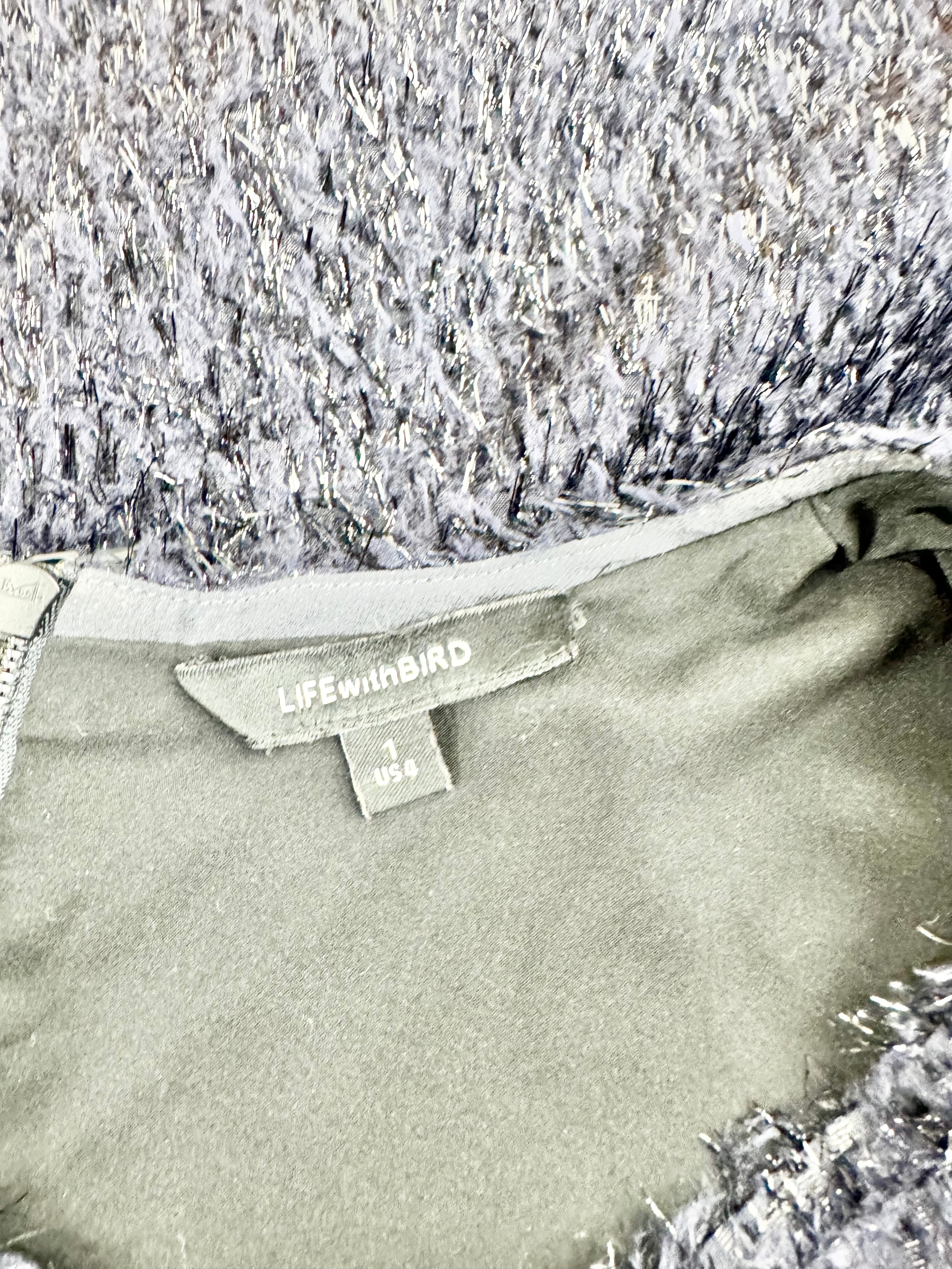 LifewithBird Black & Navy Metallic Frill Top - AU8