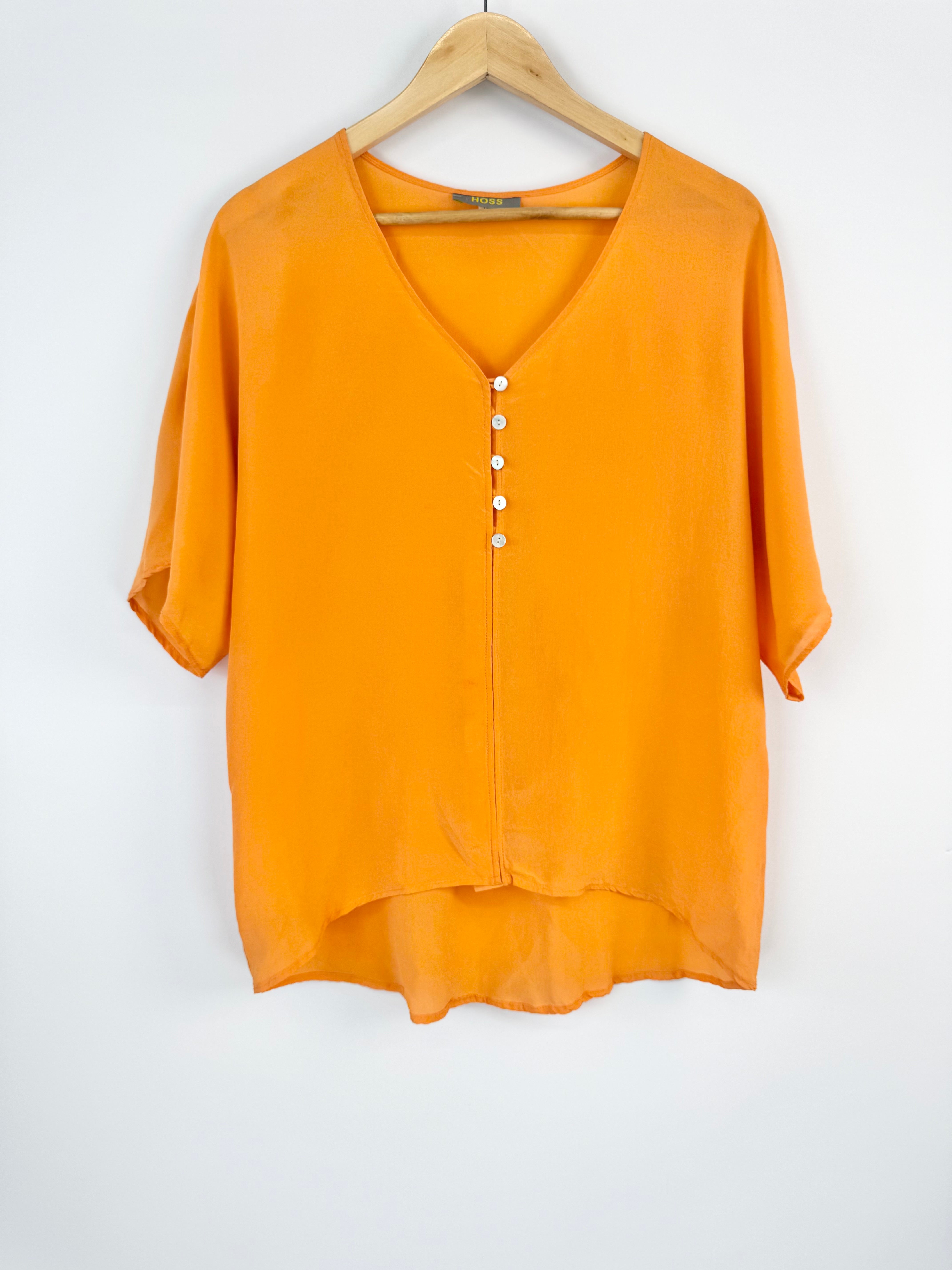 Hoss Clementine Orange Silk Blouse - AU10