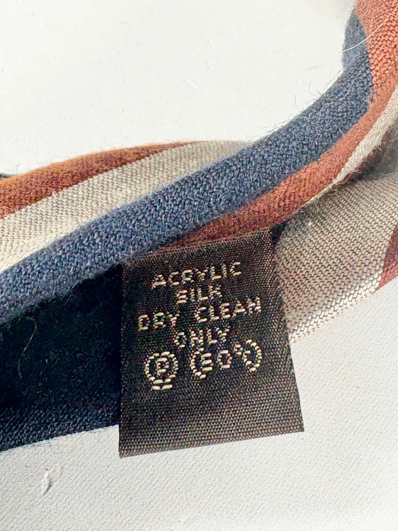 Vintage Givenchy Gentleman Navy Blue, Beige & Mocha Striped Tie