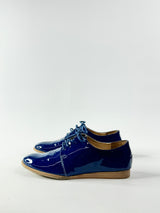 Elk Prussian Blue Patent Leather Lace Ups - EU36